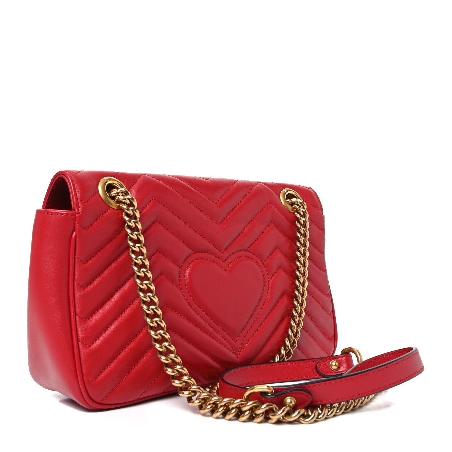 Calfskin Matelasse Small GG Marmont Shoulder Bag Hibiscus Red