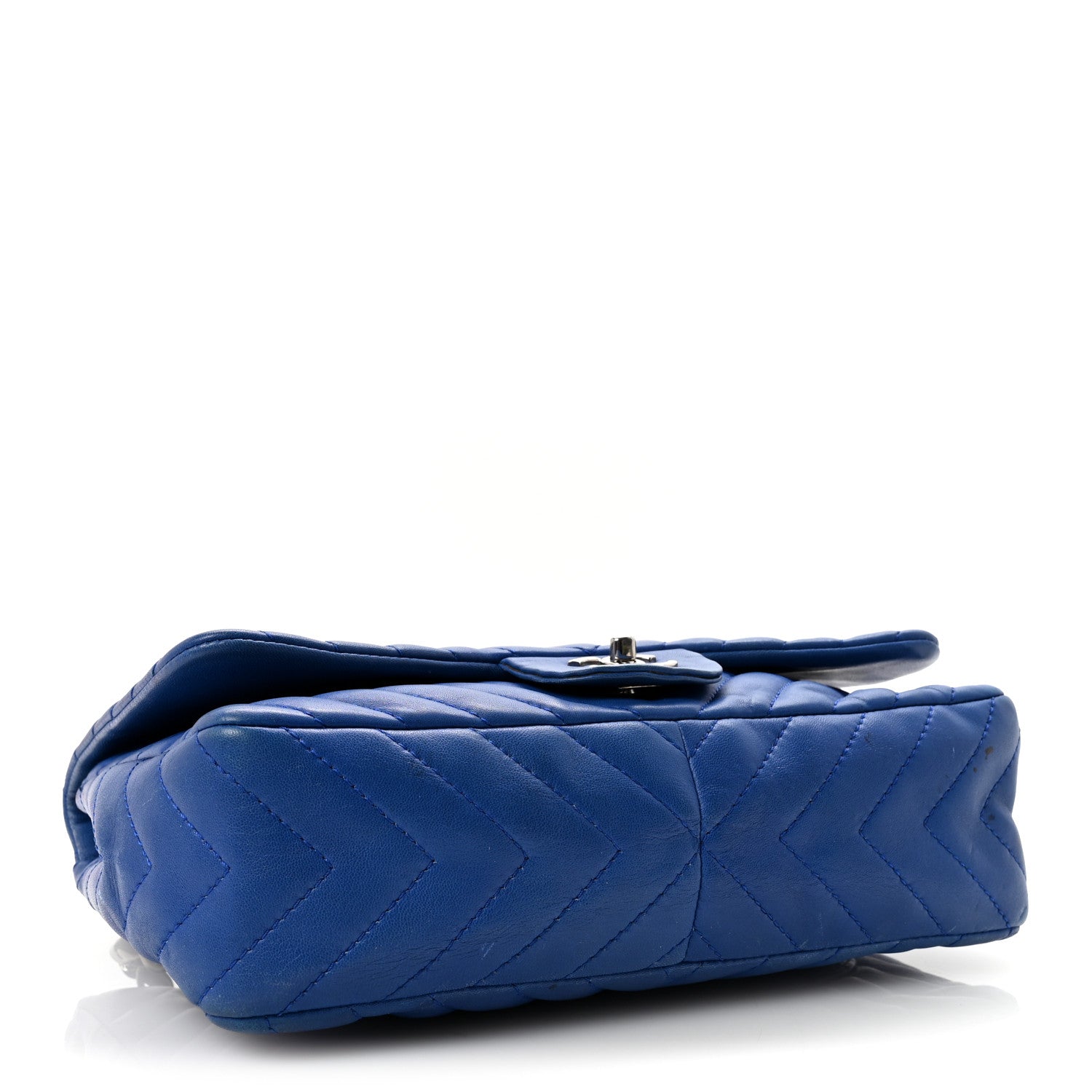 Lambskin Chevron Quilted Maxi Single Flap Blue