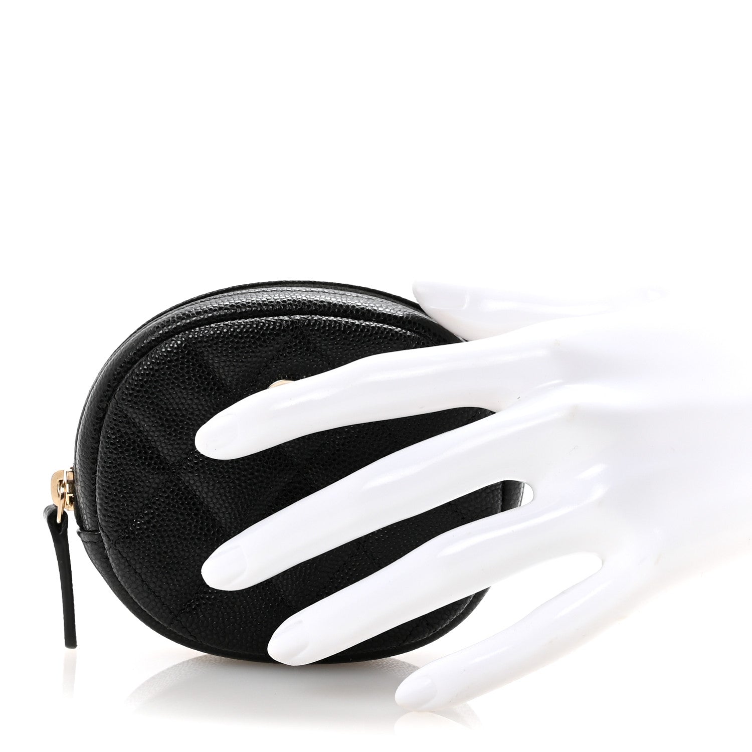 Caviar Quilted Zip Around Classic Coin Purse Black