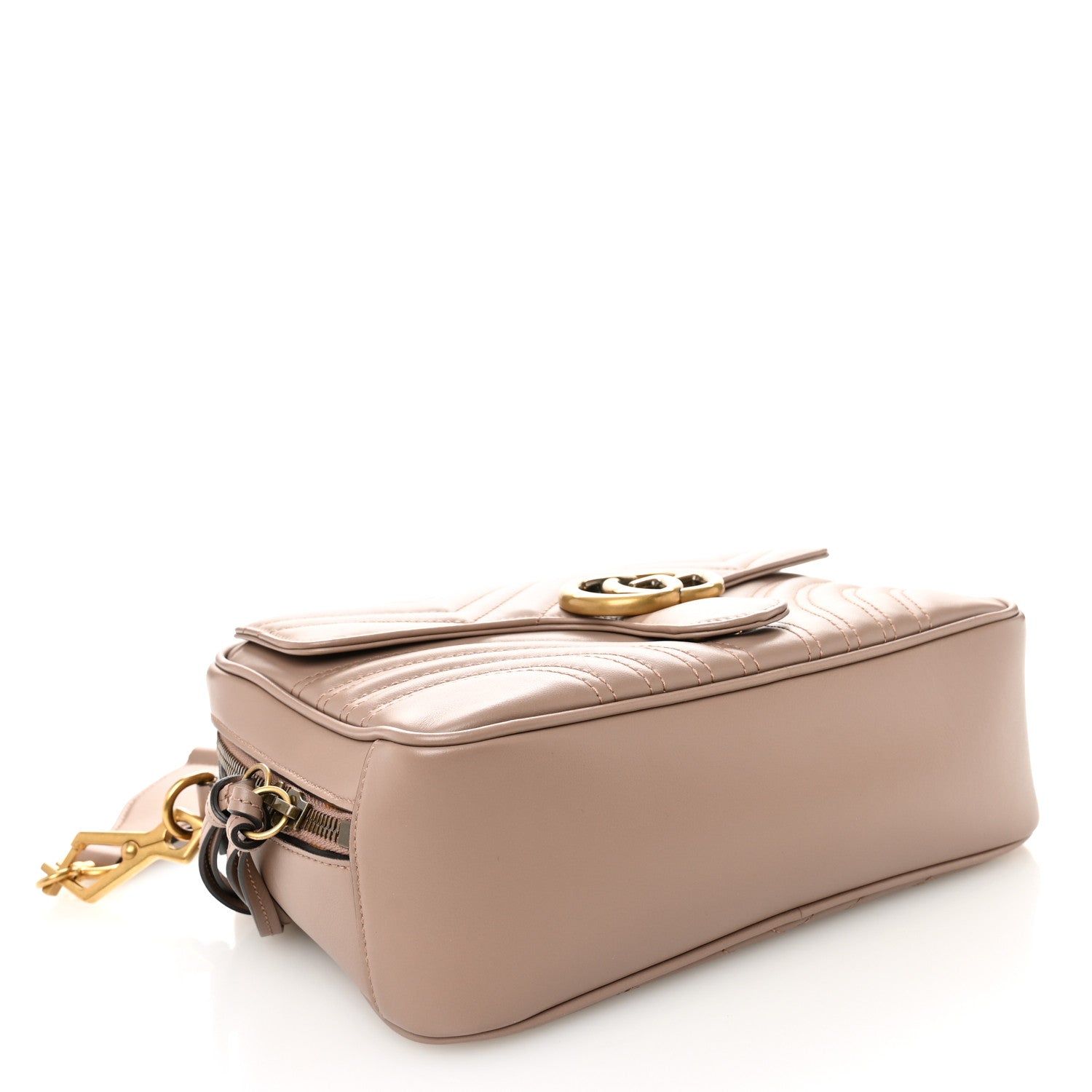 Calfskin Matelasse Sylvie Web Small GG Marmont Top Handle Shoulder Bag Porcelain Rose