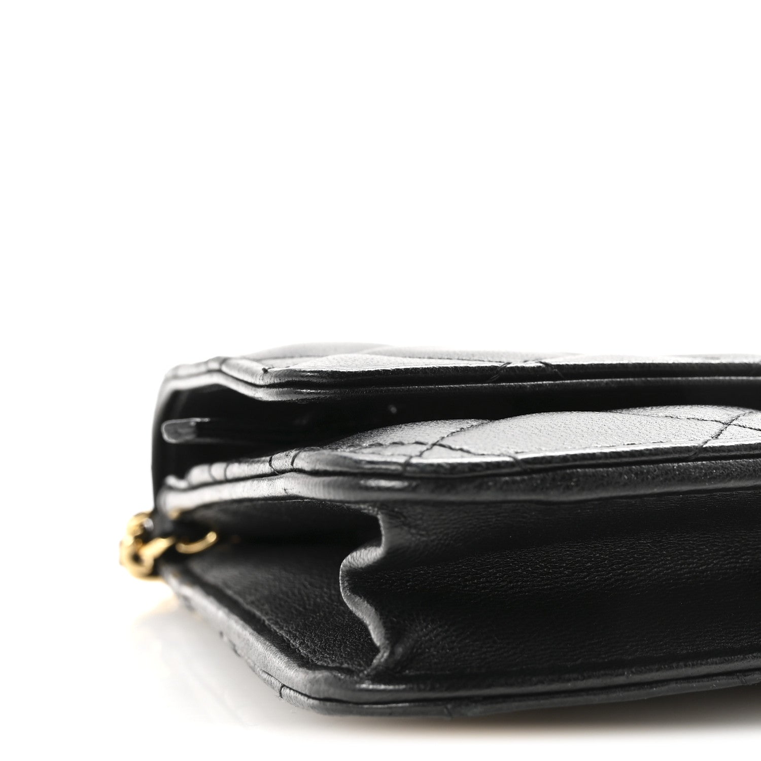 Lambskin Quilted Wallet On Chain WOC Black