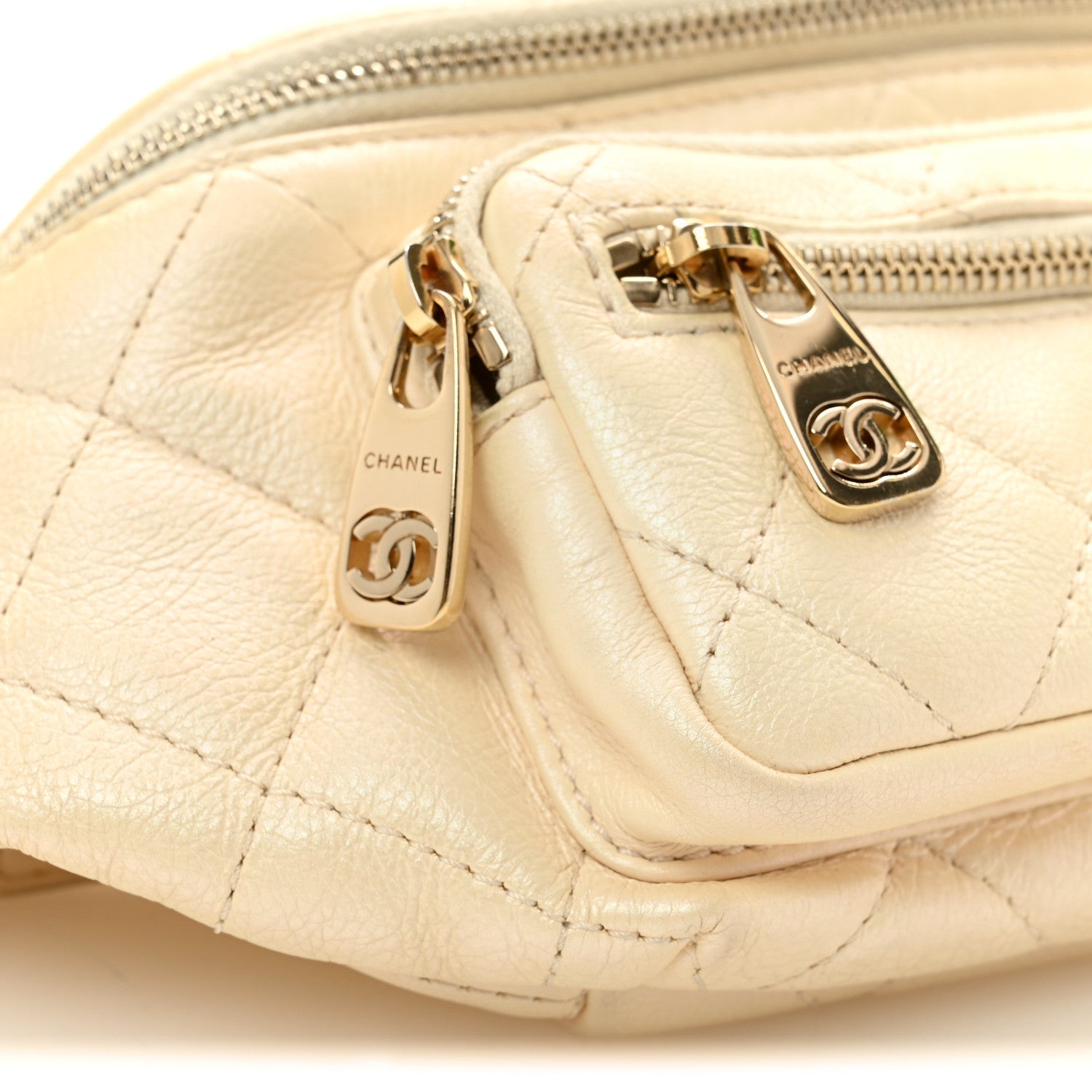 Calfskin Quilted All About Waist Belt Bag Light Beige
