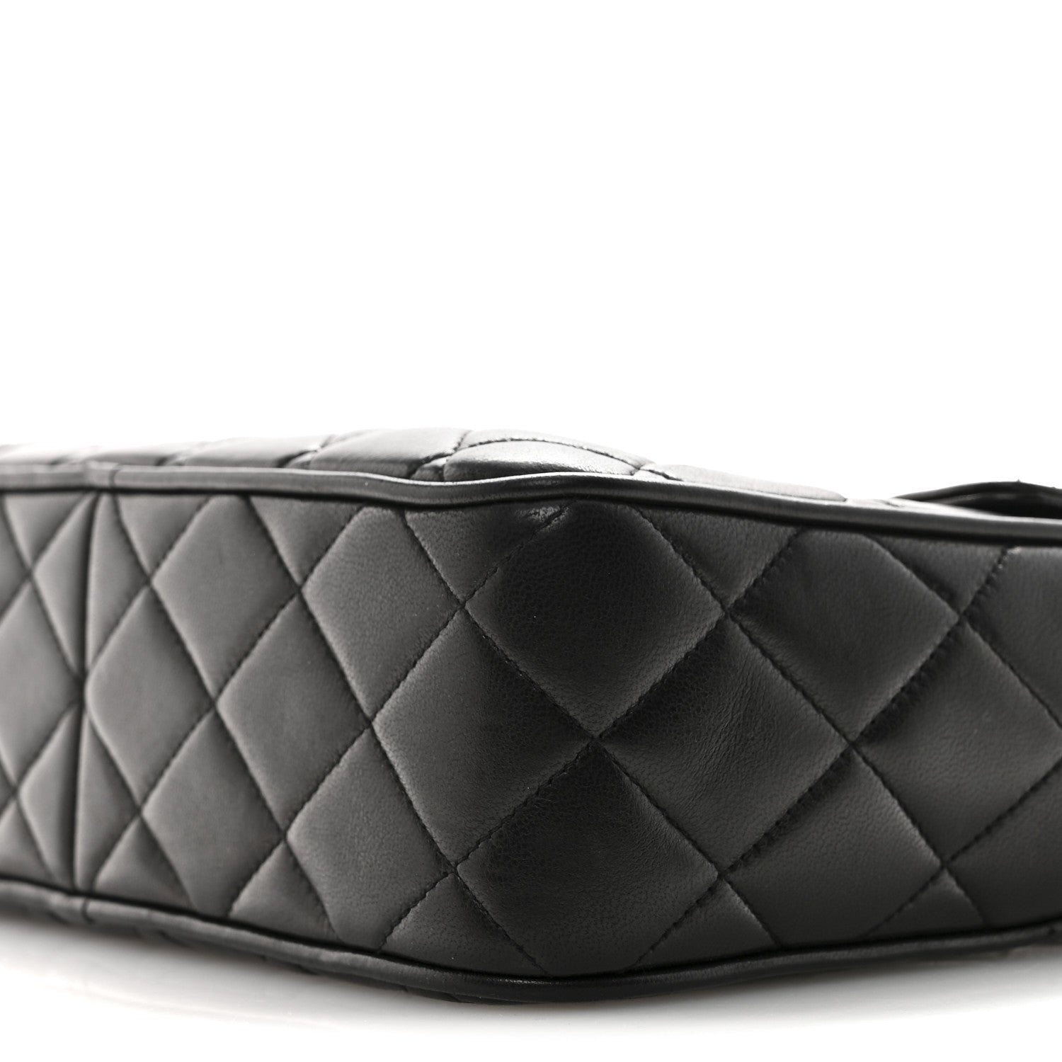 Lambskin Quilted Flap Camera Tassel Case Black