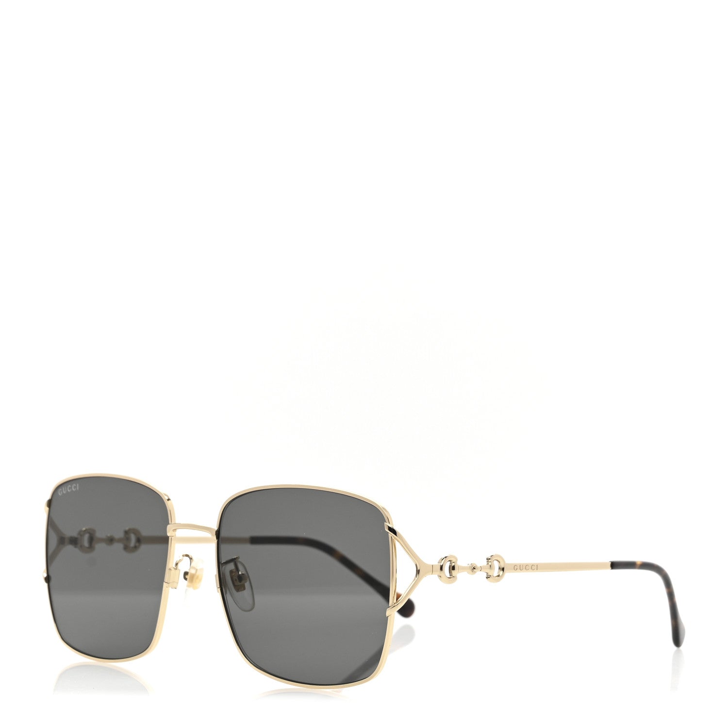 Metal Horsebit Square Frame Sunglasses GG1018SK Gold