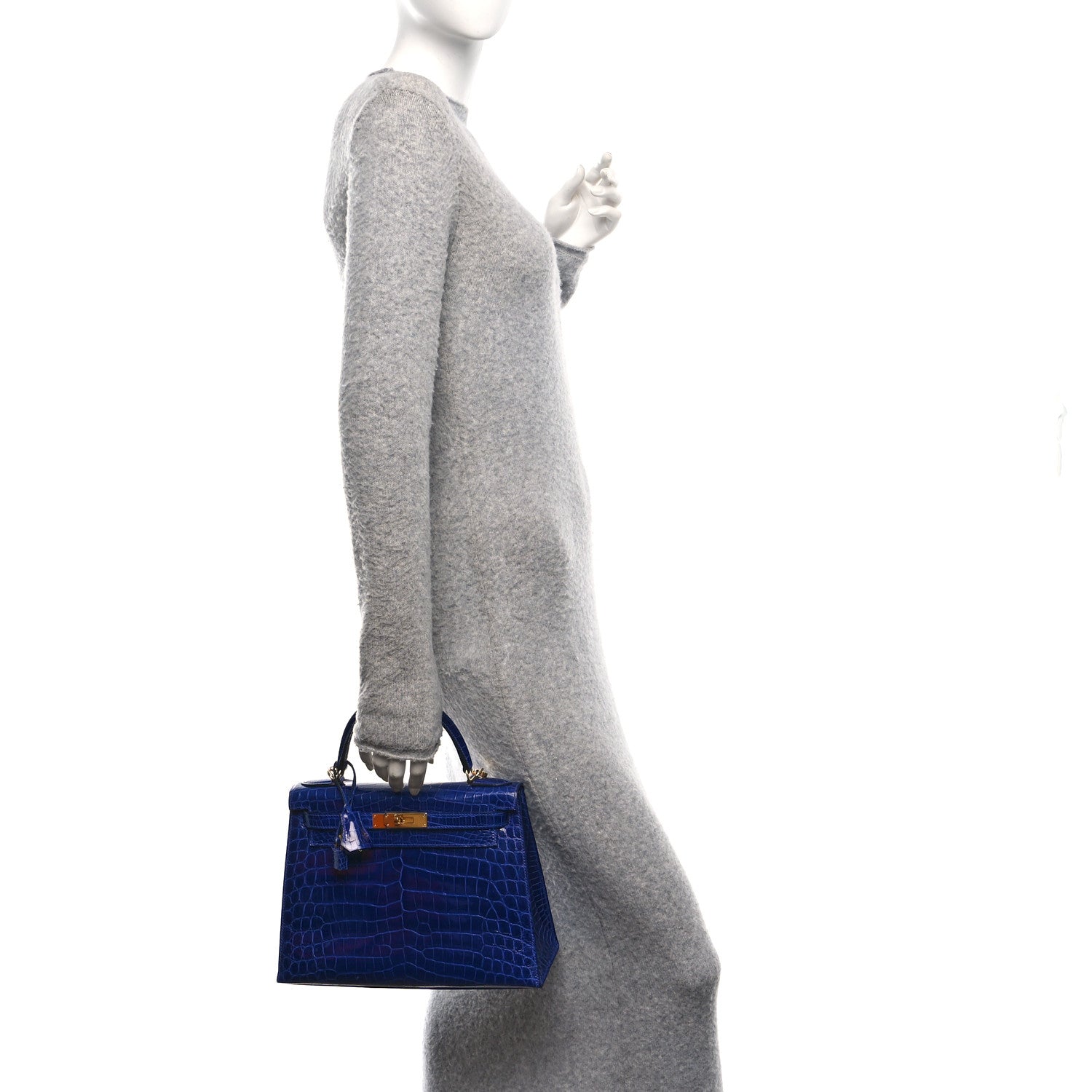 Shiny Niloticus Crocodile Kelly Sellier 28 Bleu Electrique