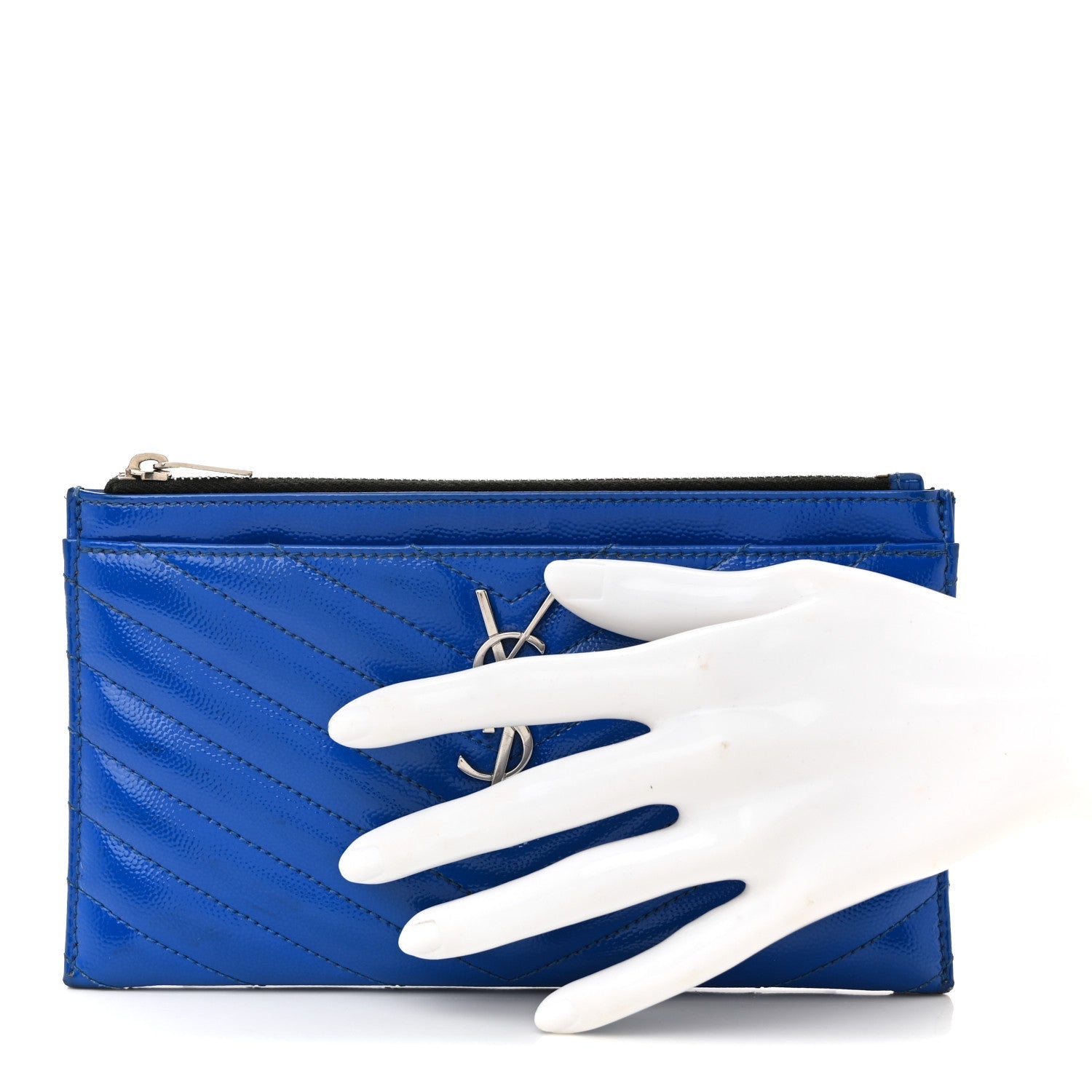 Grain De Poudre Chevron Monogram Bill Pouch Neon Blue
