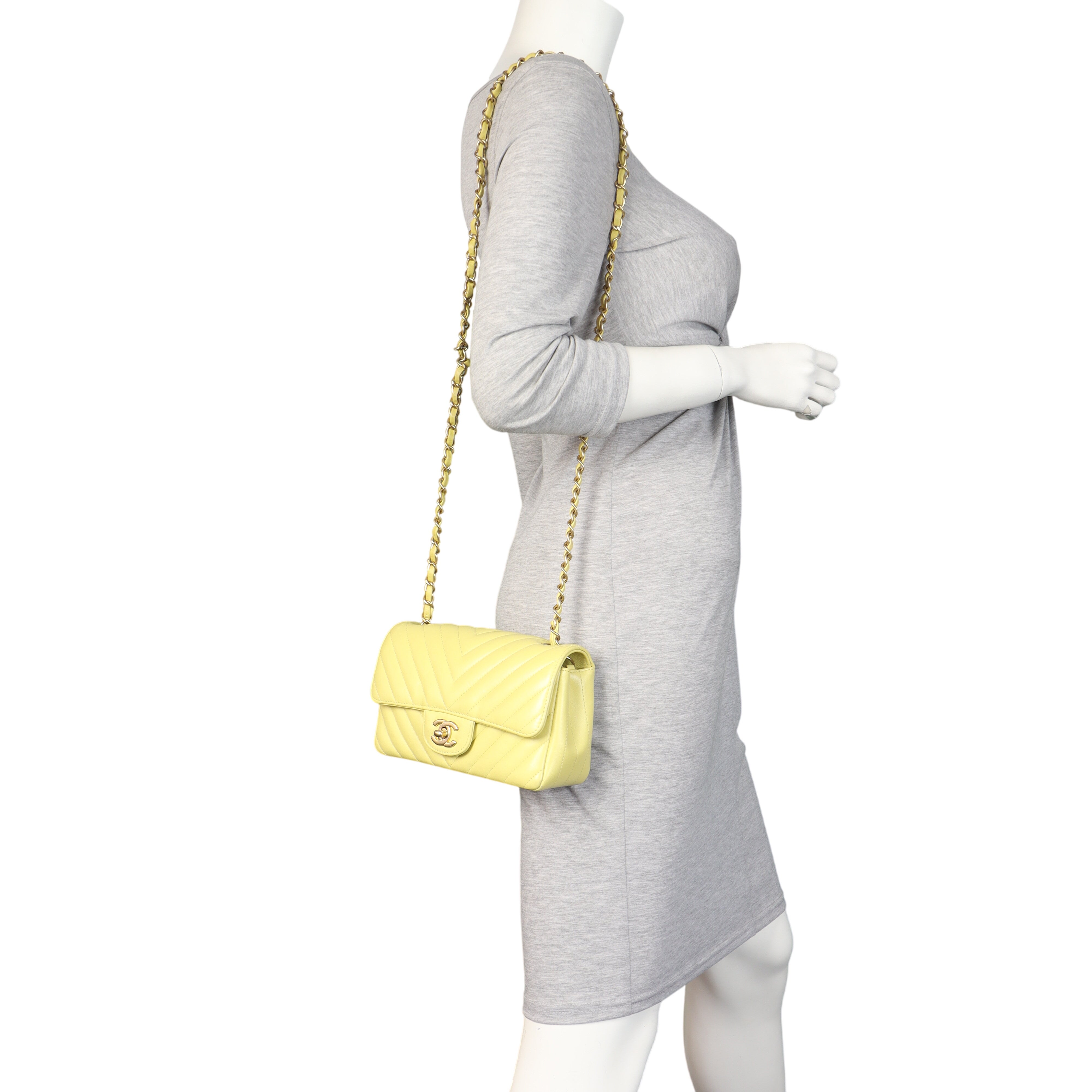 Chanel Classic Flap Mini Rectangular Bag Chevron Lambskin