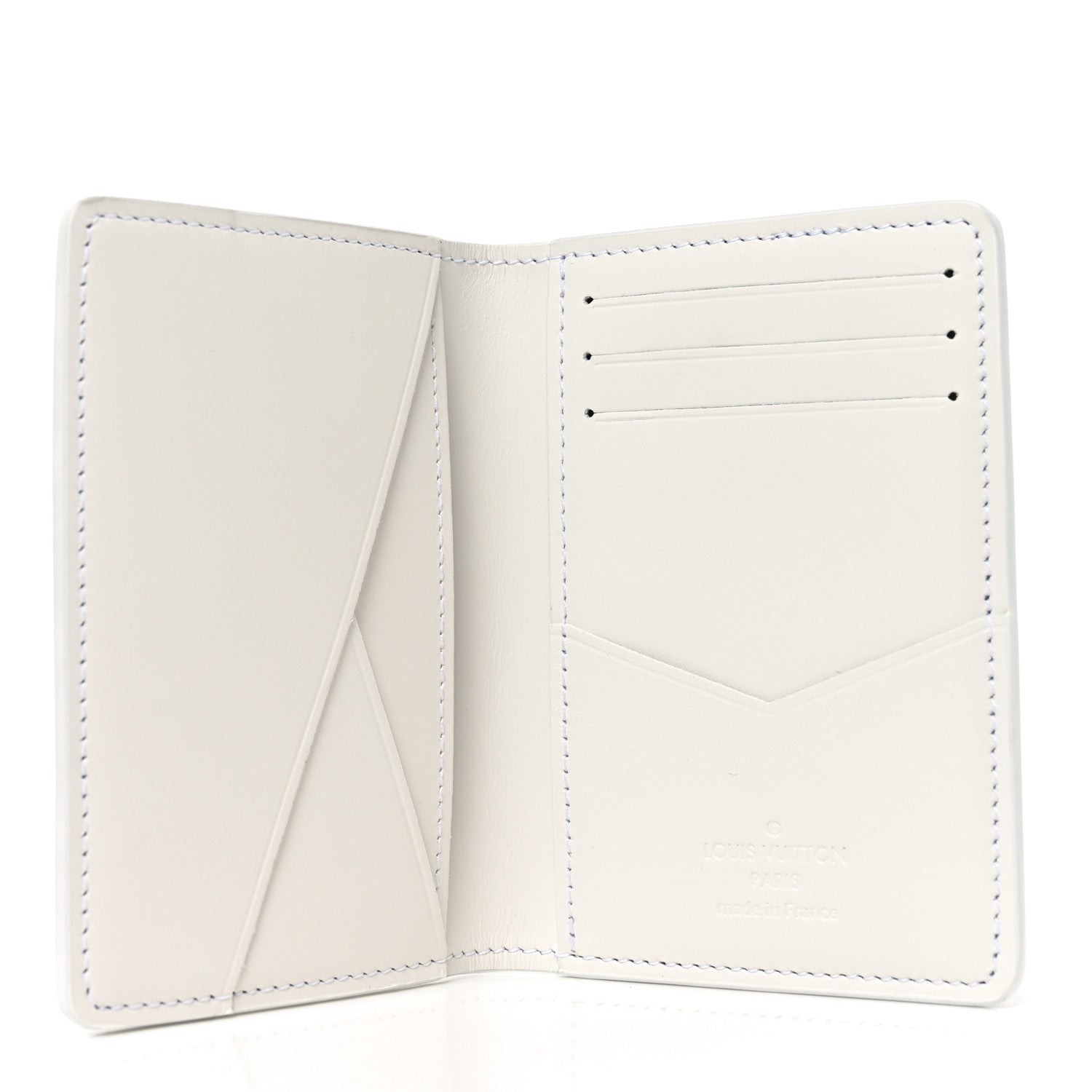 Calfskin Monogram Shadow Pocket Organizer NM White Navy