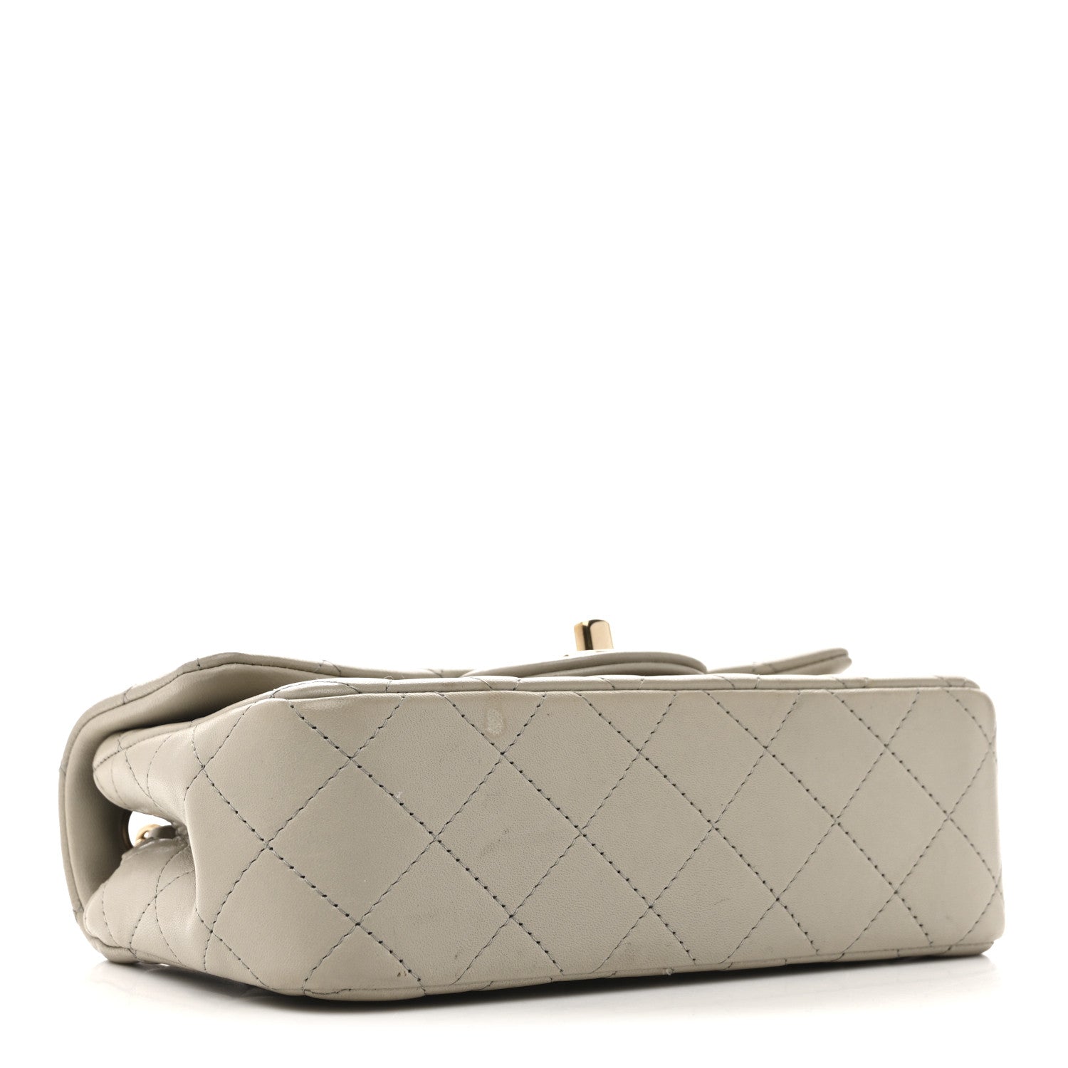 Lambskin Quilted Mini Rectangular Flap Grey