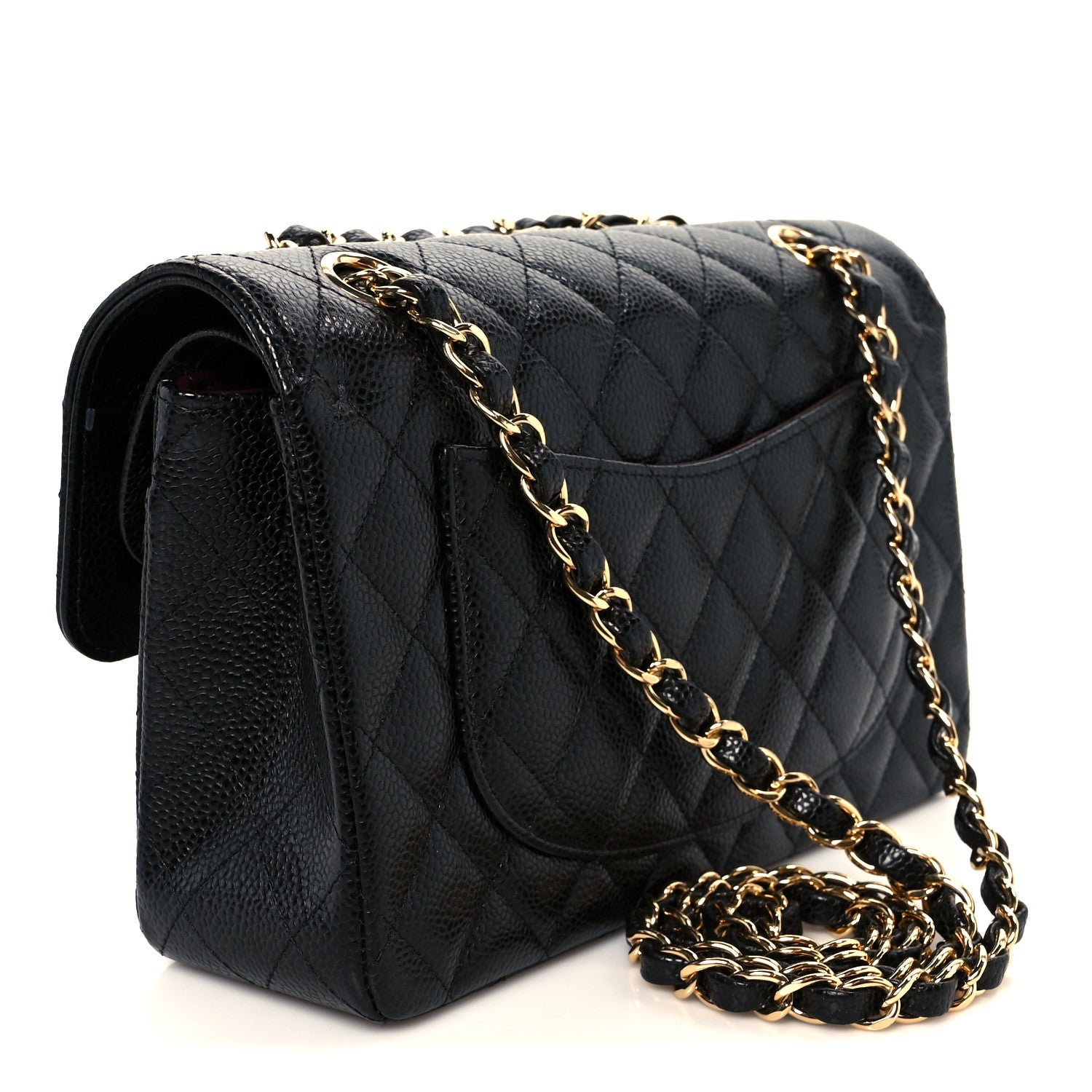Caviar Quilted Small Double Flap Black