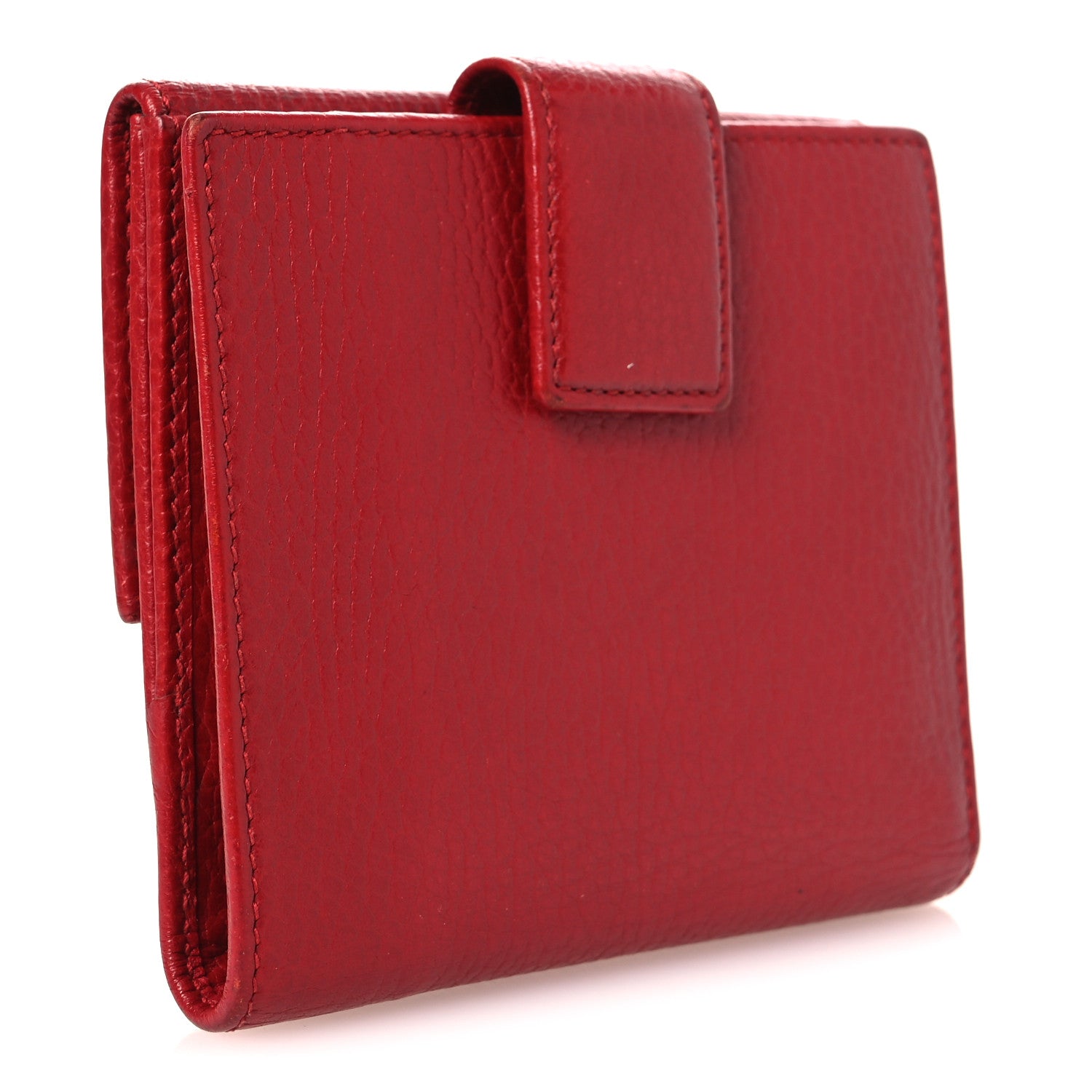 Dollar Calfskin Double G French Flap Wallet Hibiscus Red
