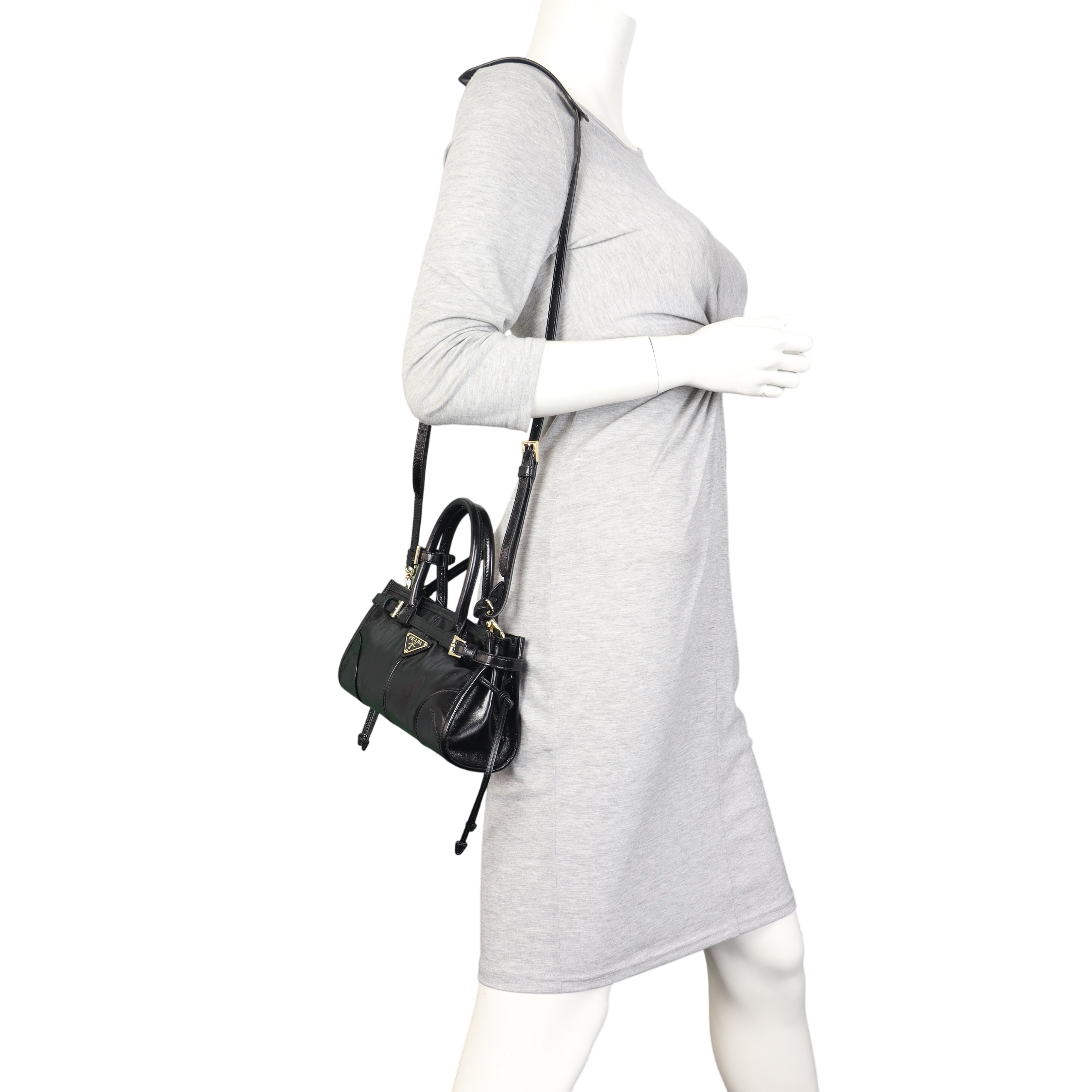 Prada Vitello Shine Bonnie Shoulder Bag Mini