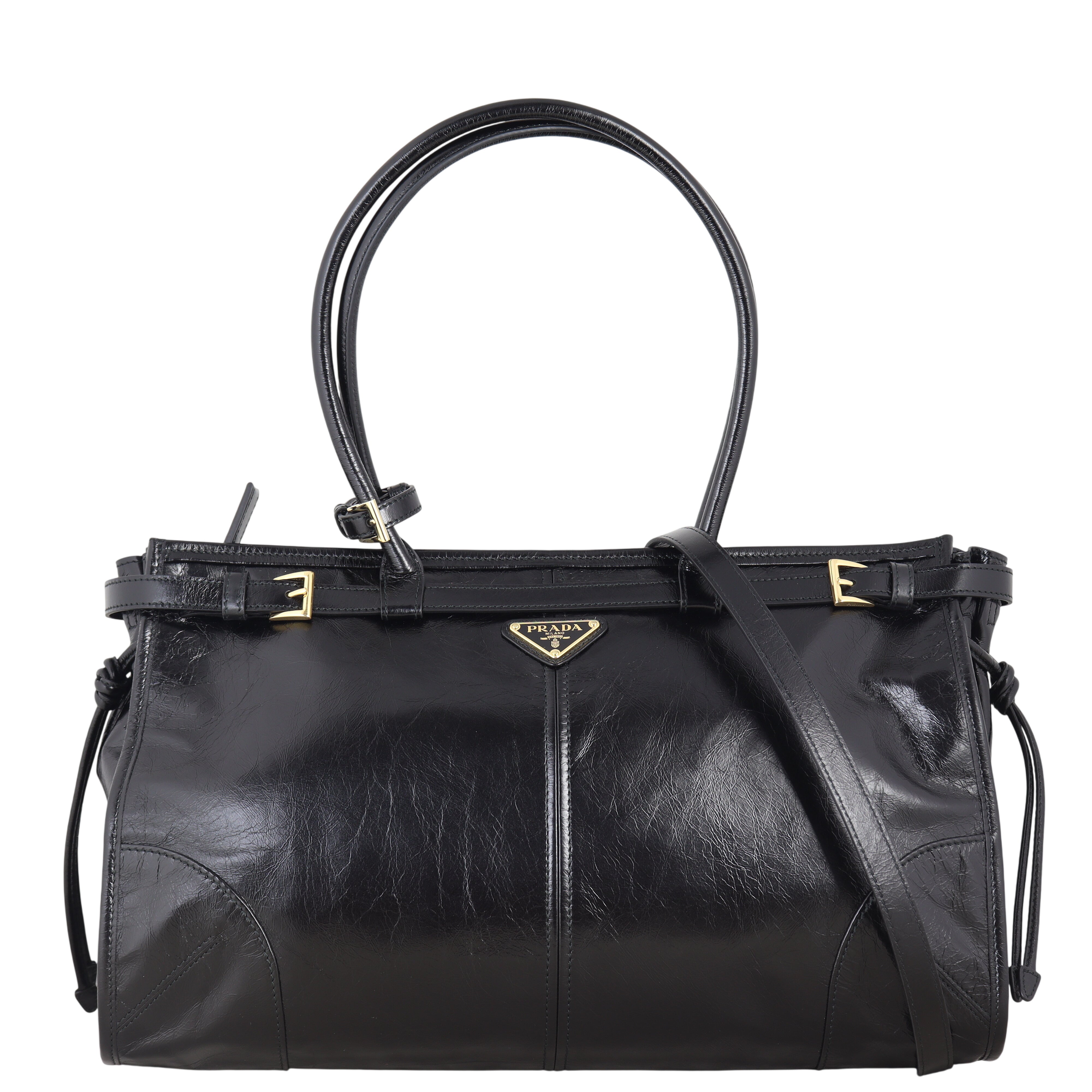 Prada Vitello Shine Bonnie Shoulder Bag Large