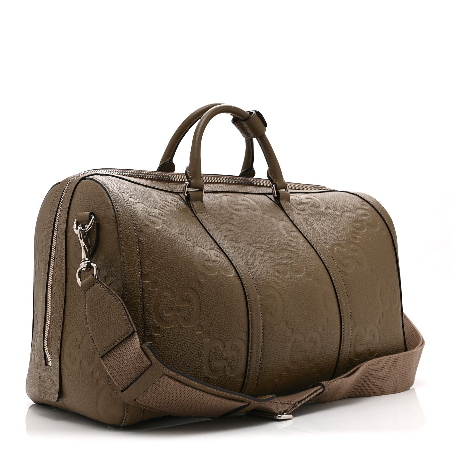Piuma Calfskin Jumbo GG Embossed Large Duffle Bag Good Taupe