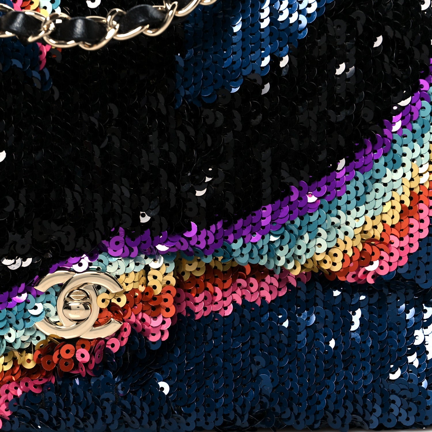 Sequin Medium Single Flap Blue Black Multicolor