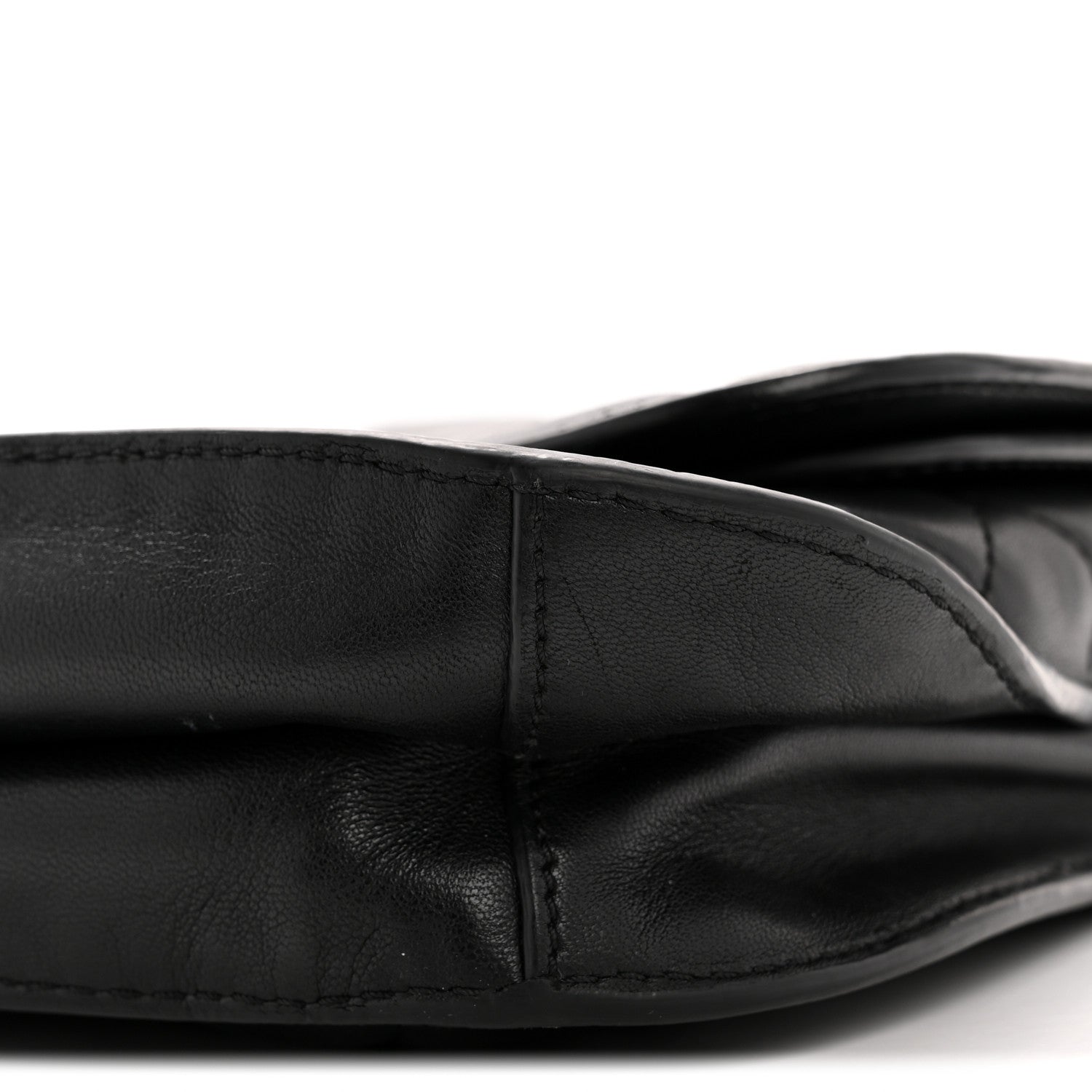 Lambskin Quilted Large Natural CC Flap Black