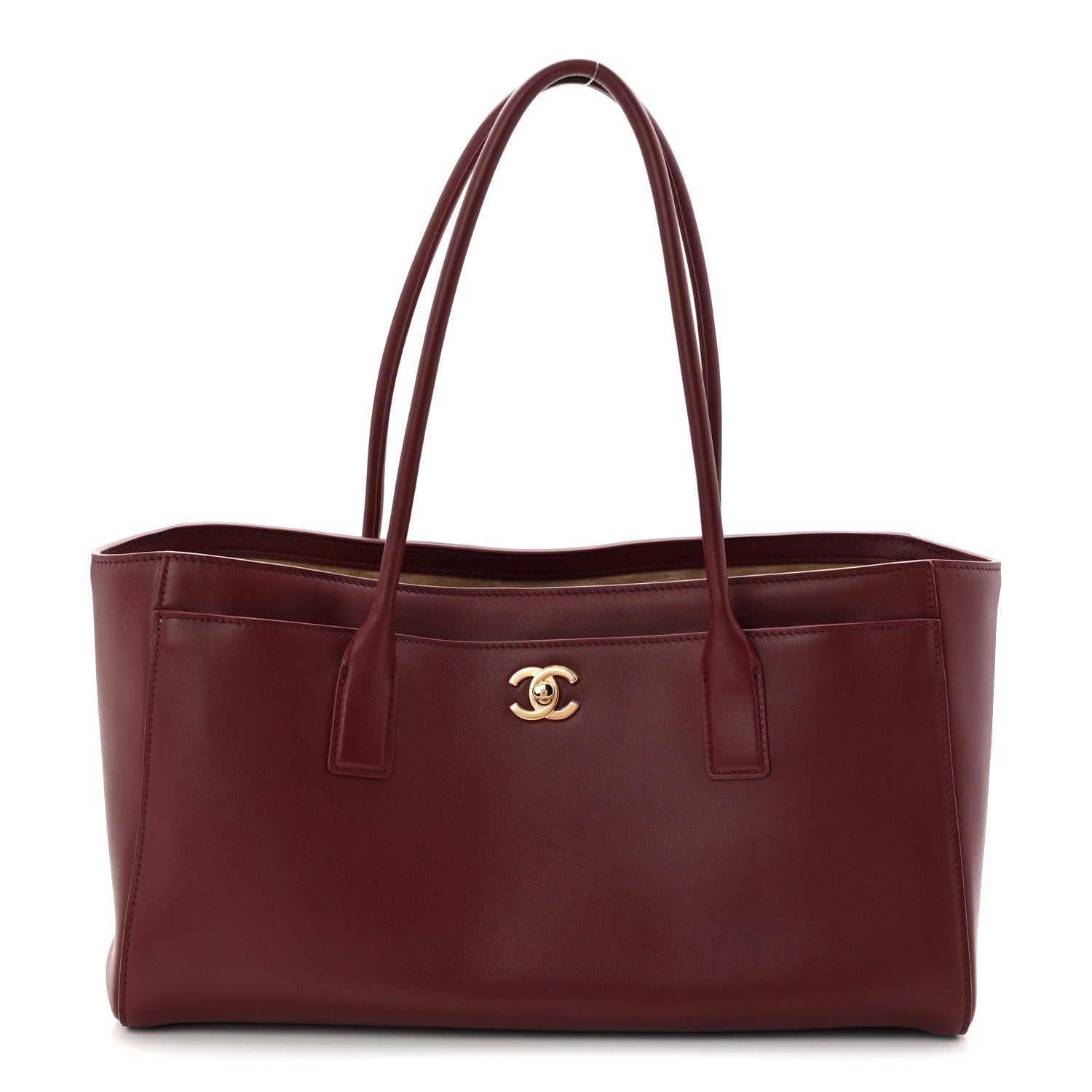 Calfskin Archetype Small Shopping Tote Dark Burgundy