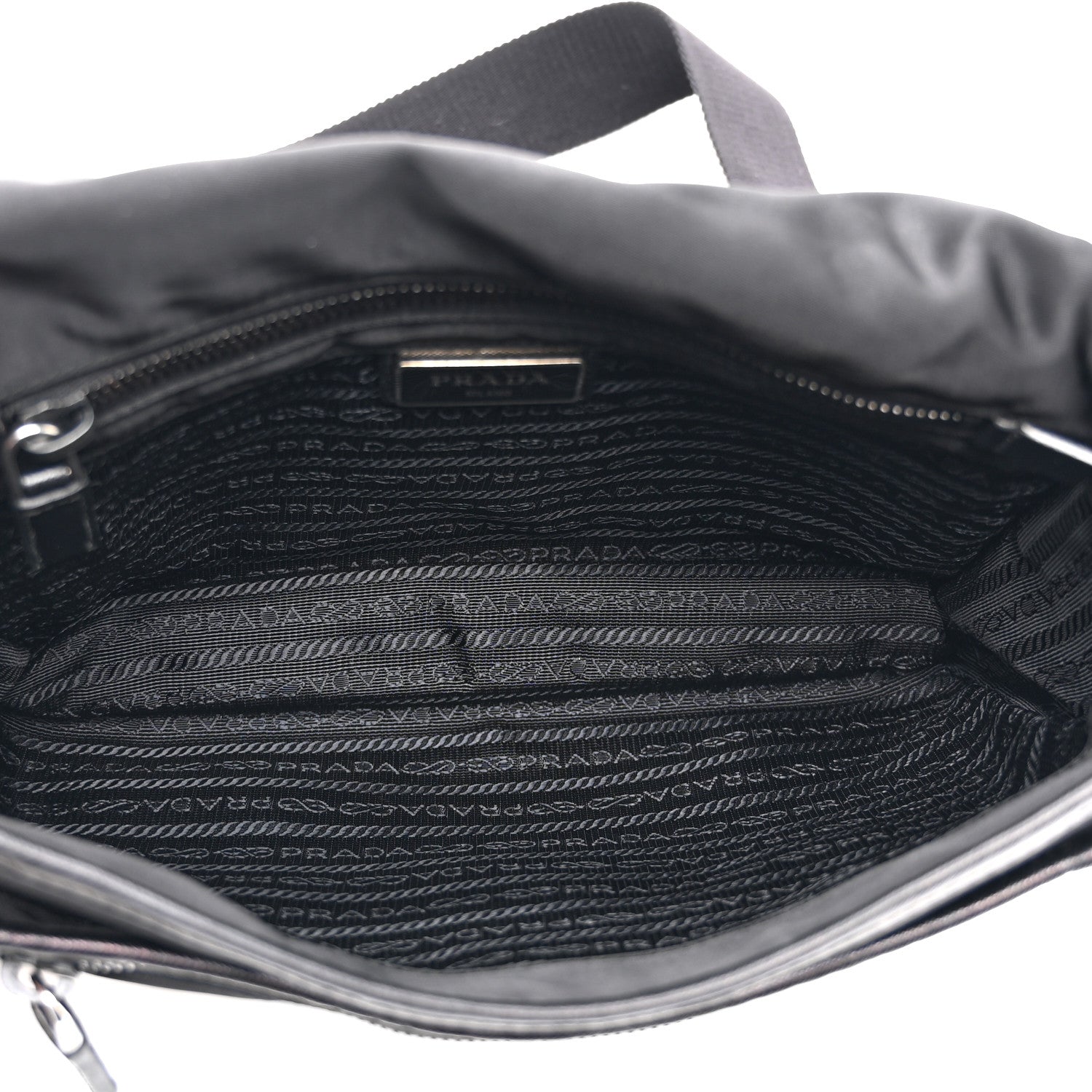 Tessuto Nylon Saffiano Logo Messenger Bag Black