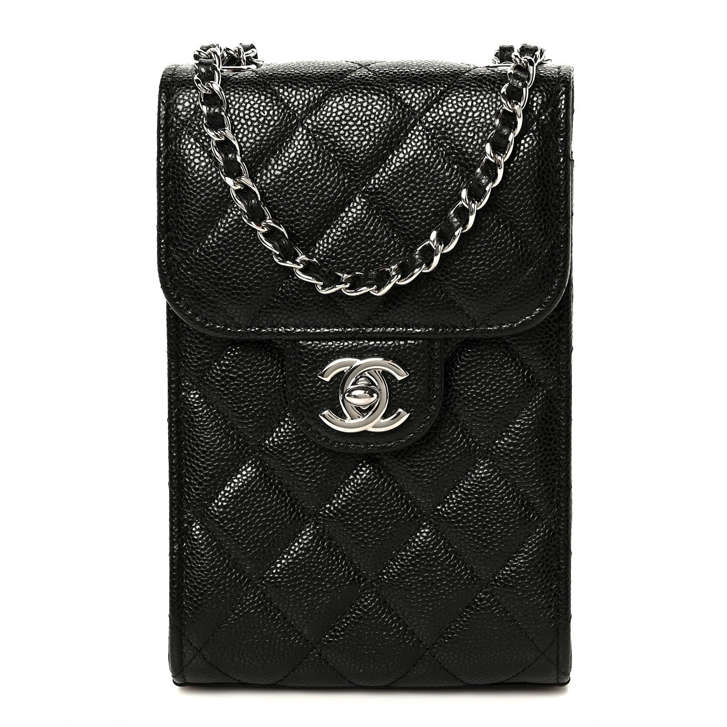 Caviar Quilted Classic Phone Holder Black