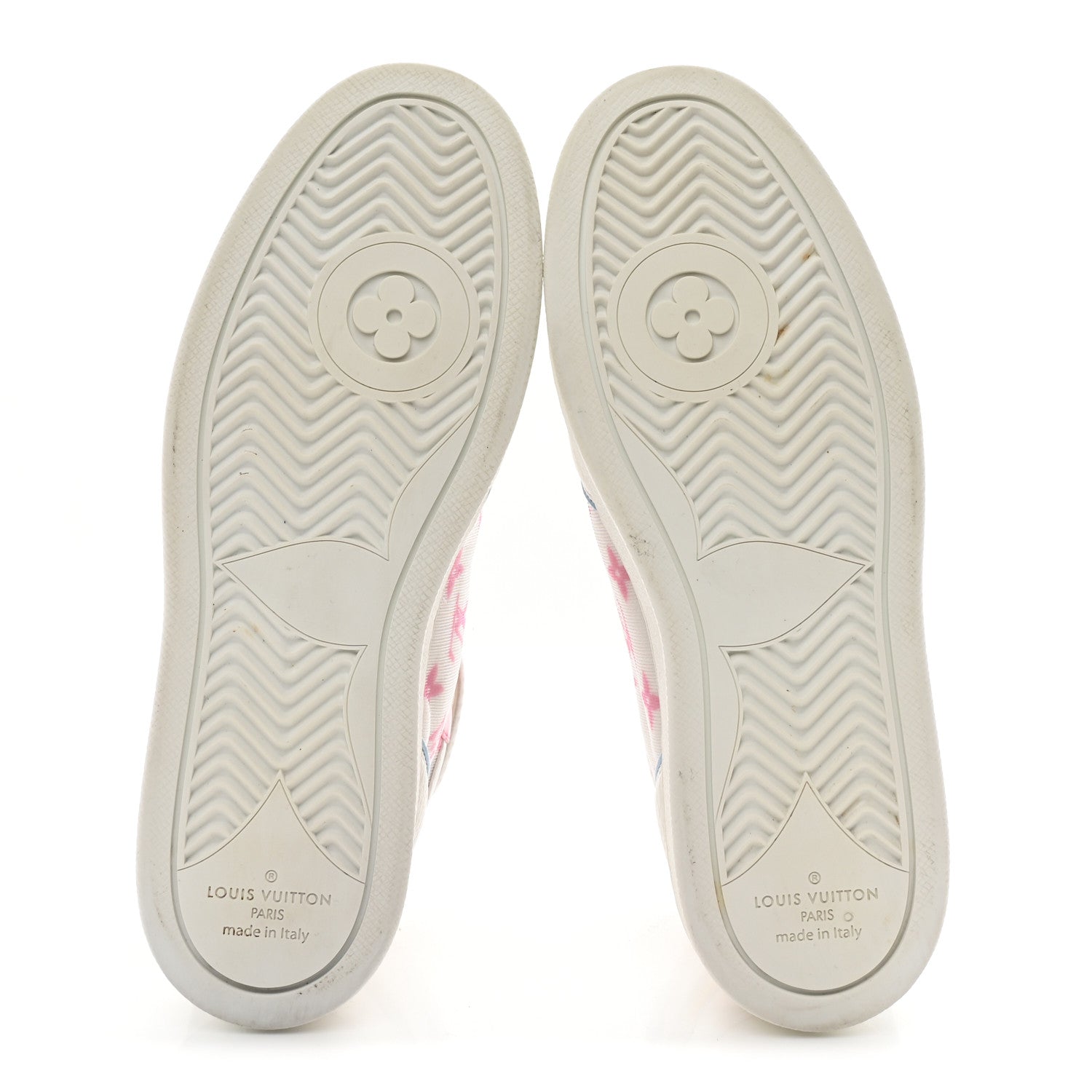 Calfskin Nylon Mesh Monogram Womens Boombox High Top Sneakers 37 Bleu Rose