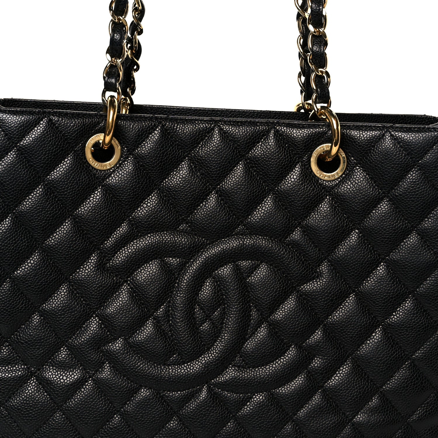 Caviar Quilted Grand Shopping Tote GST Black