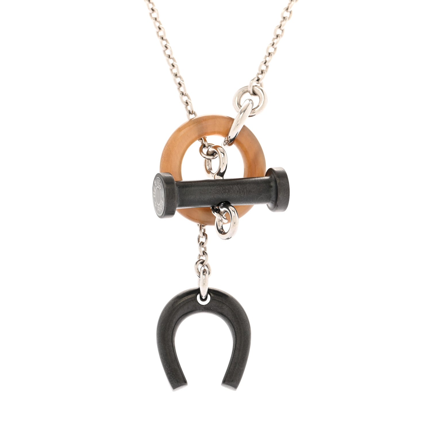 Palladium Buffalo Horn Mobile Equestre Necklace