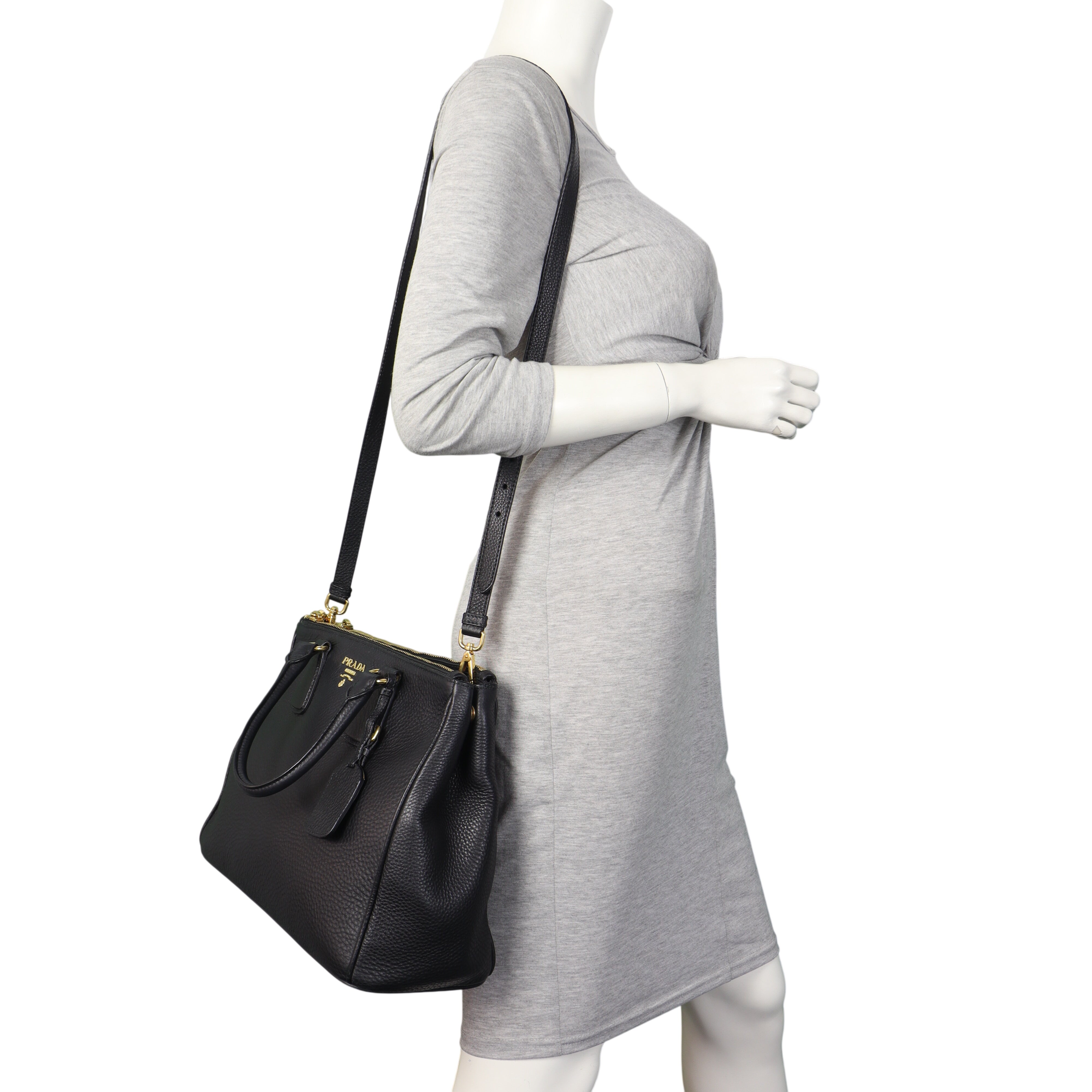 Prada Vitello Daino Double Zip Tote