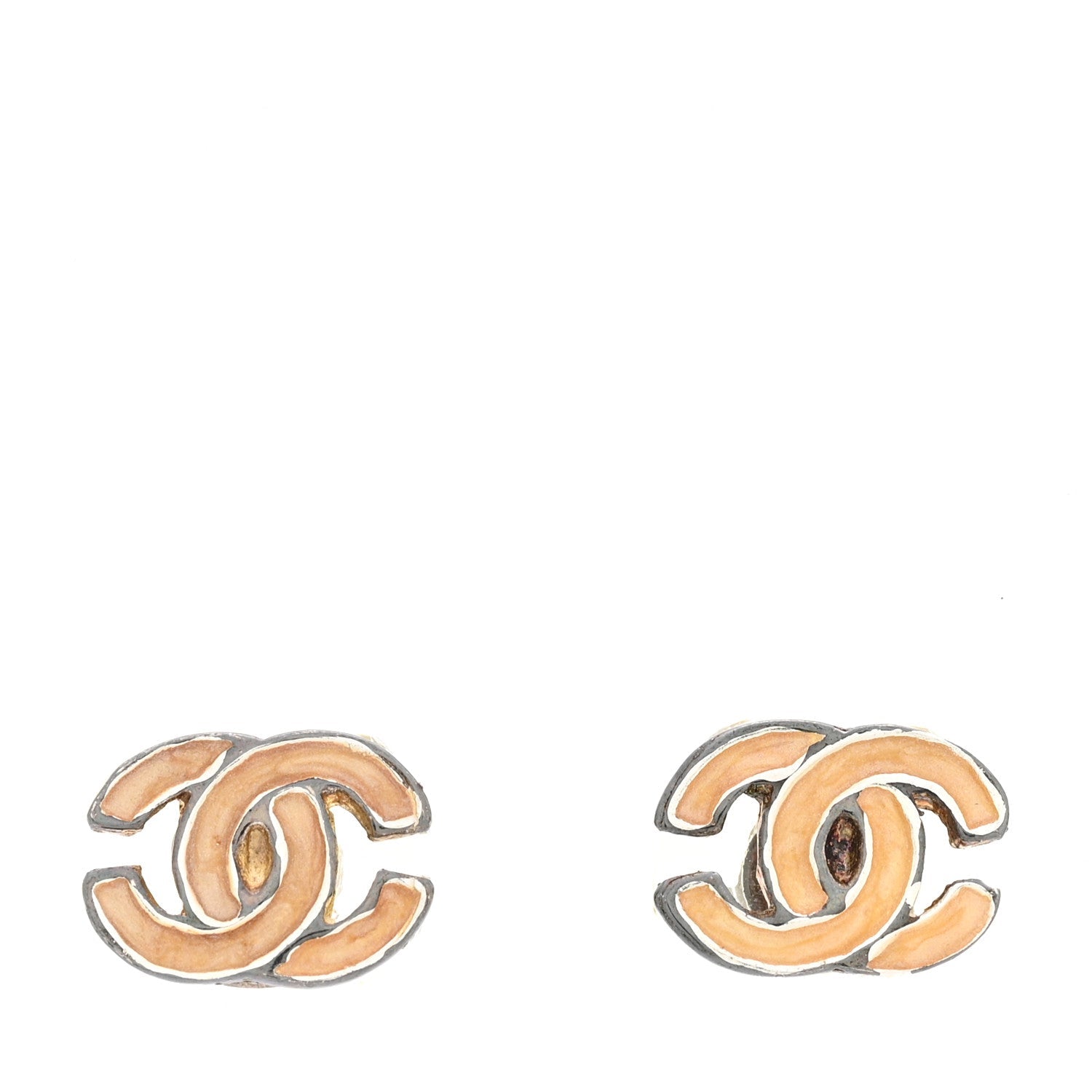 Glitter Enamel CC Earrings Silver White
