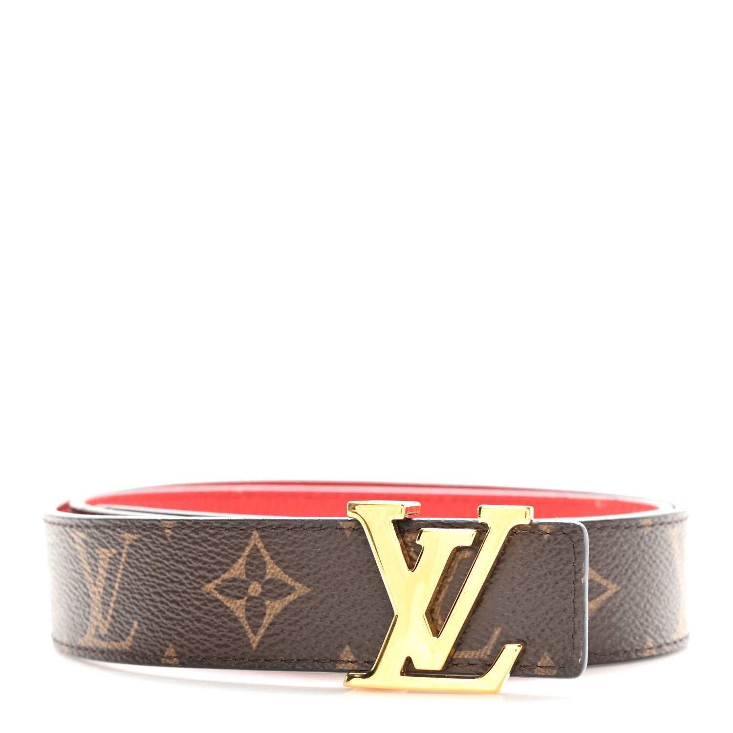 Monogram 30mm LV Initiales Reversible Belt 80 32 Coquelicot
