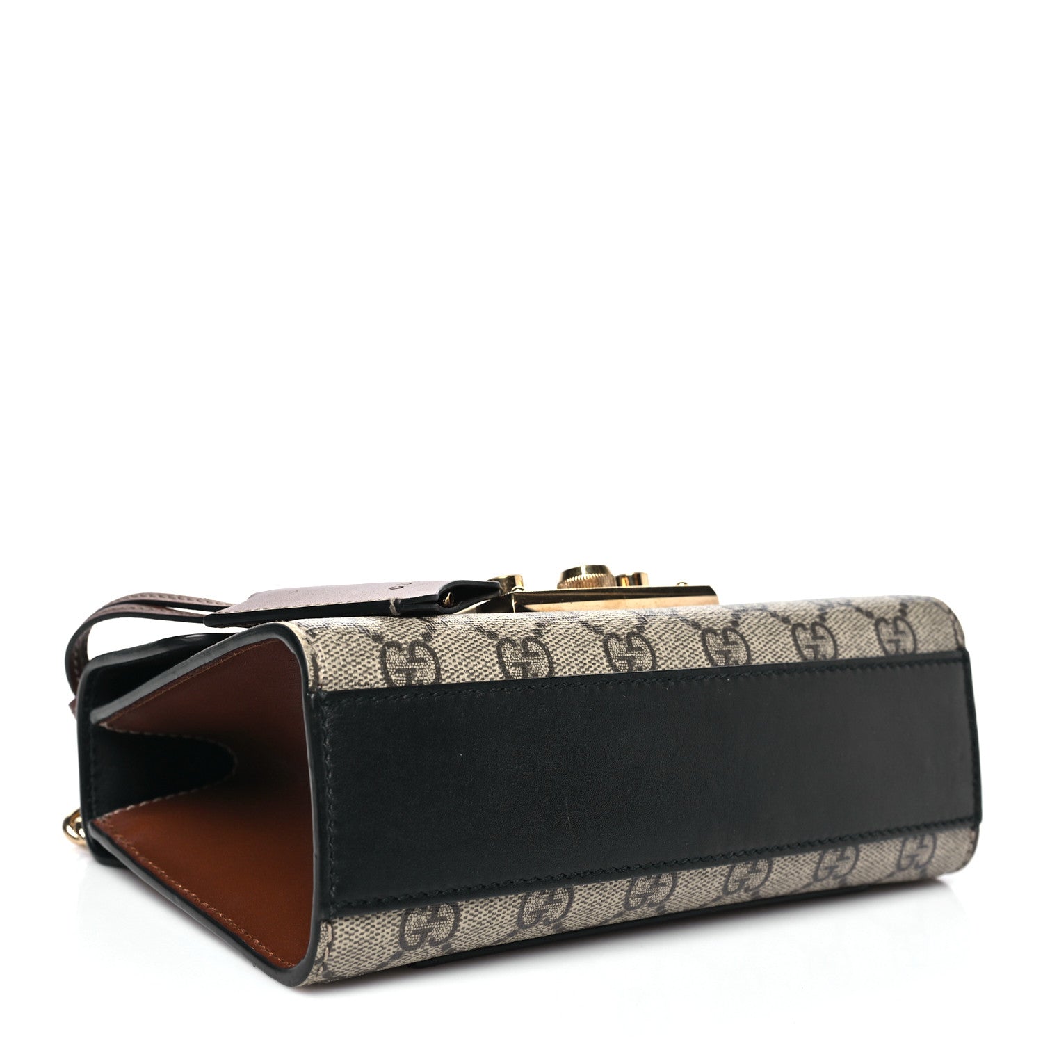 GG Supreme Monogram Calfskin Small Padlock Shoulder Bag Beige Black Cuir