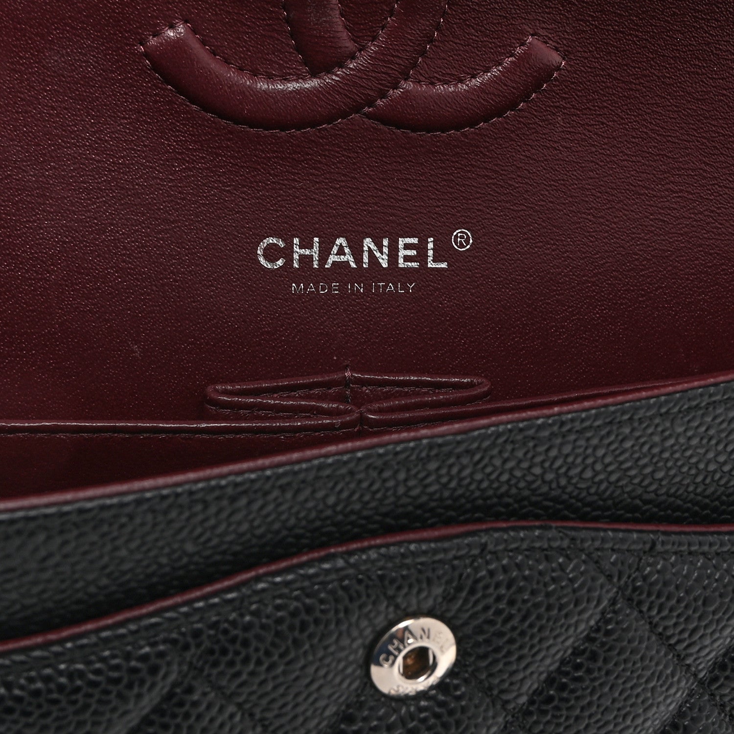 Caviar Quilted Medium Double Flap Black