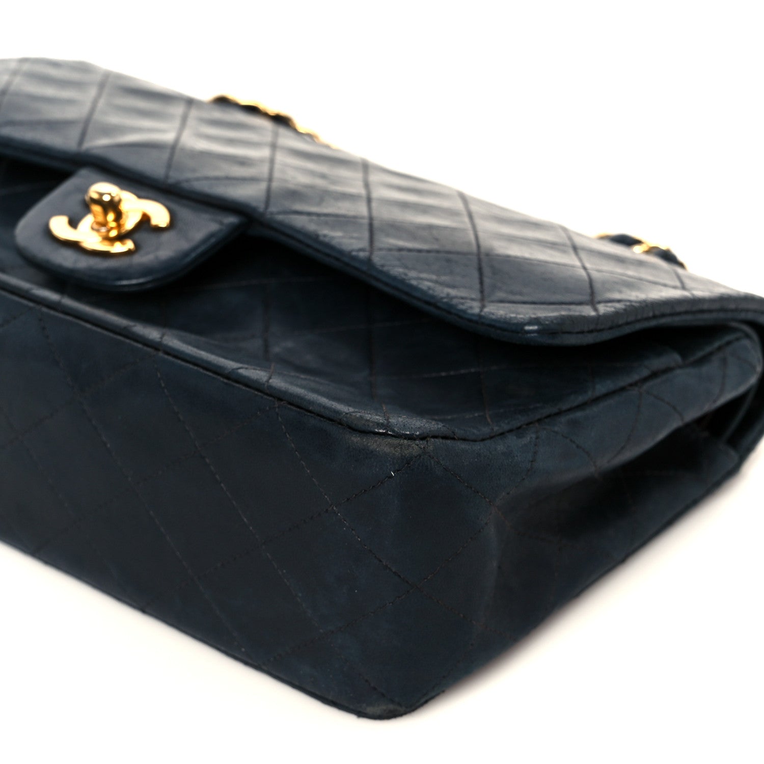 Lambskin Quilted Medium Double Flap Black