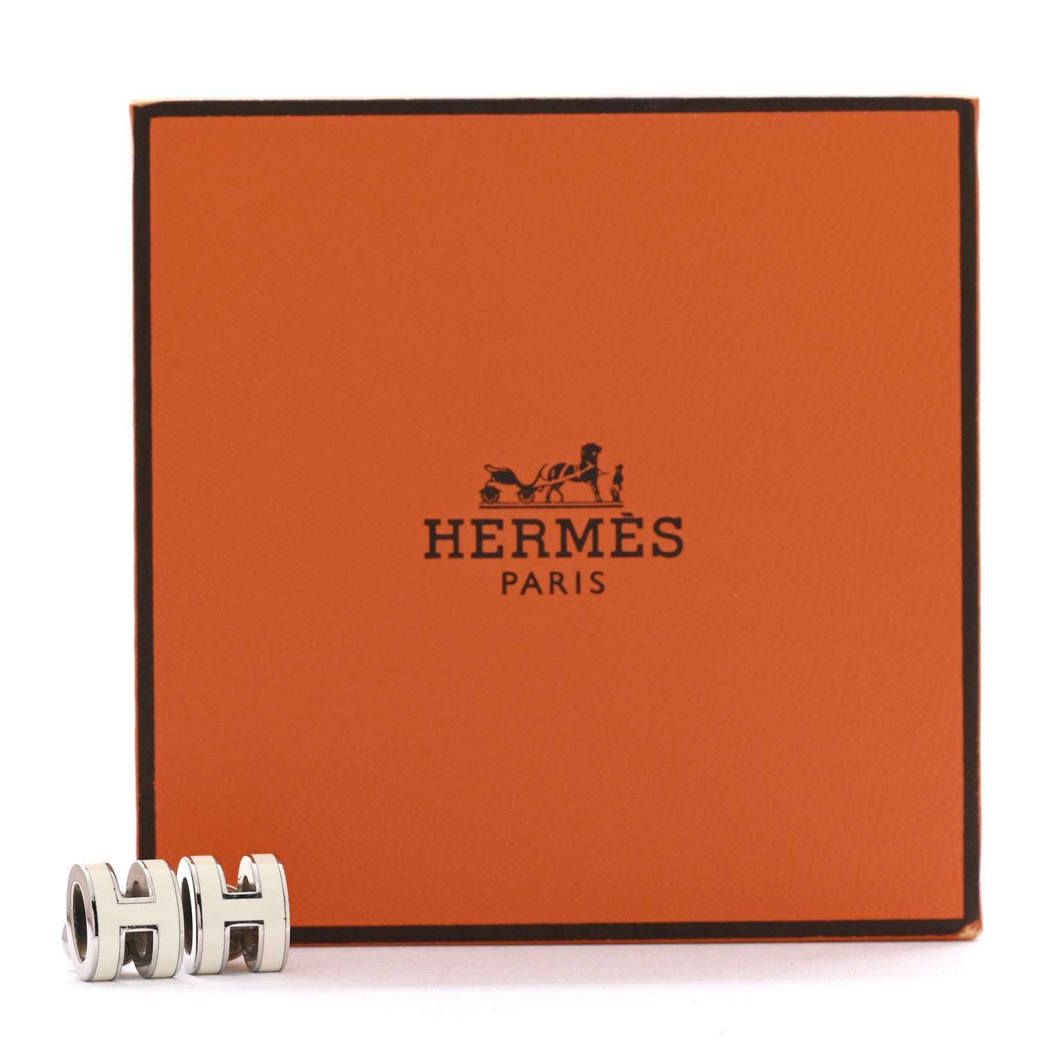 Palladium Lacquered Mini Pop H Earrings White