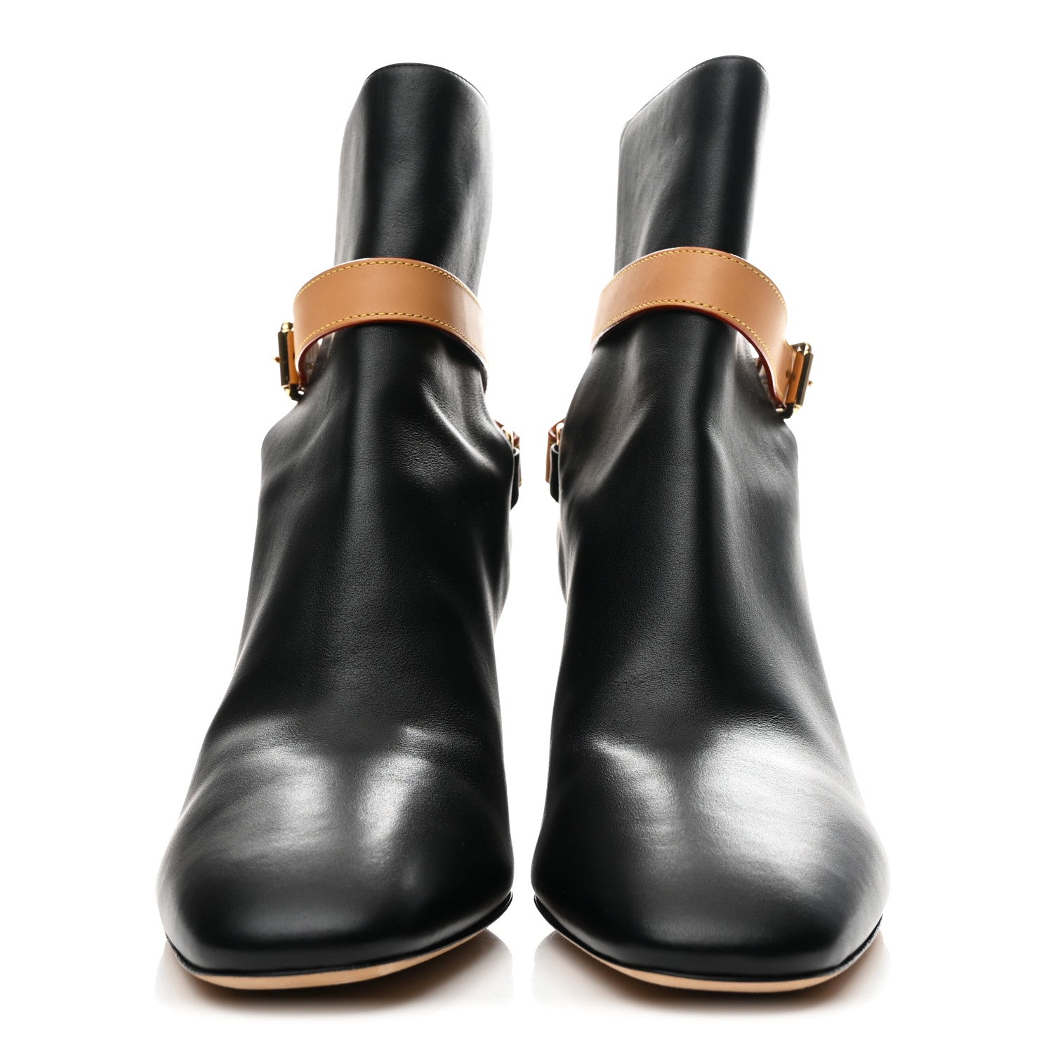 Calfskin Belted Ankle Boots 41 Black