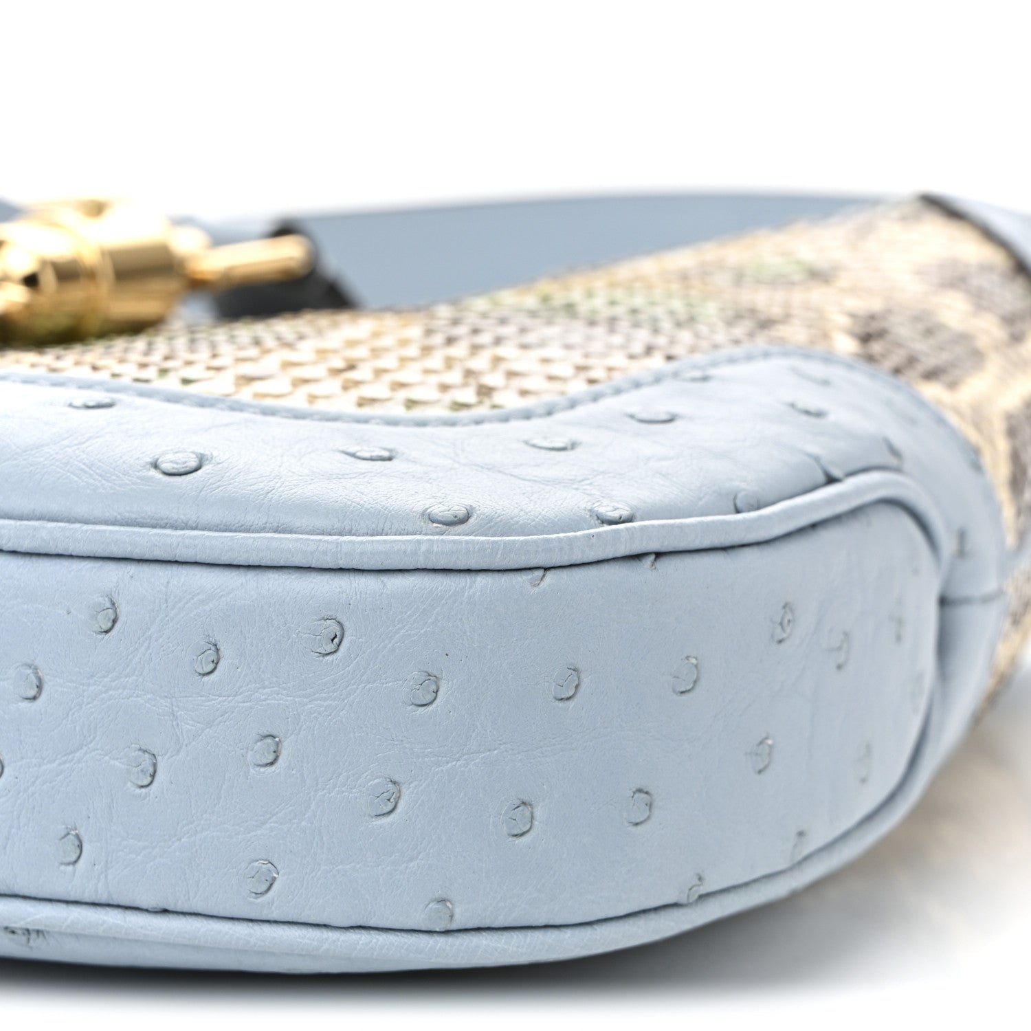 Snakeskin Ostrich Calfskin Small Jackie 1961 Hobo Blue Multicolor
