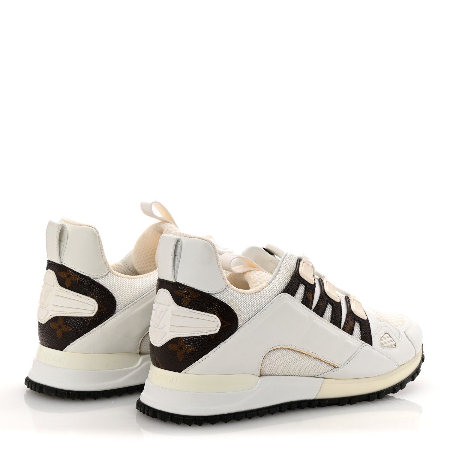 Calfskin Monogram Mesh Run Away Sneakers 37.5 White