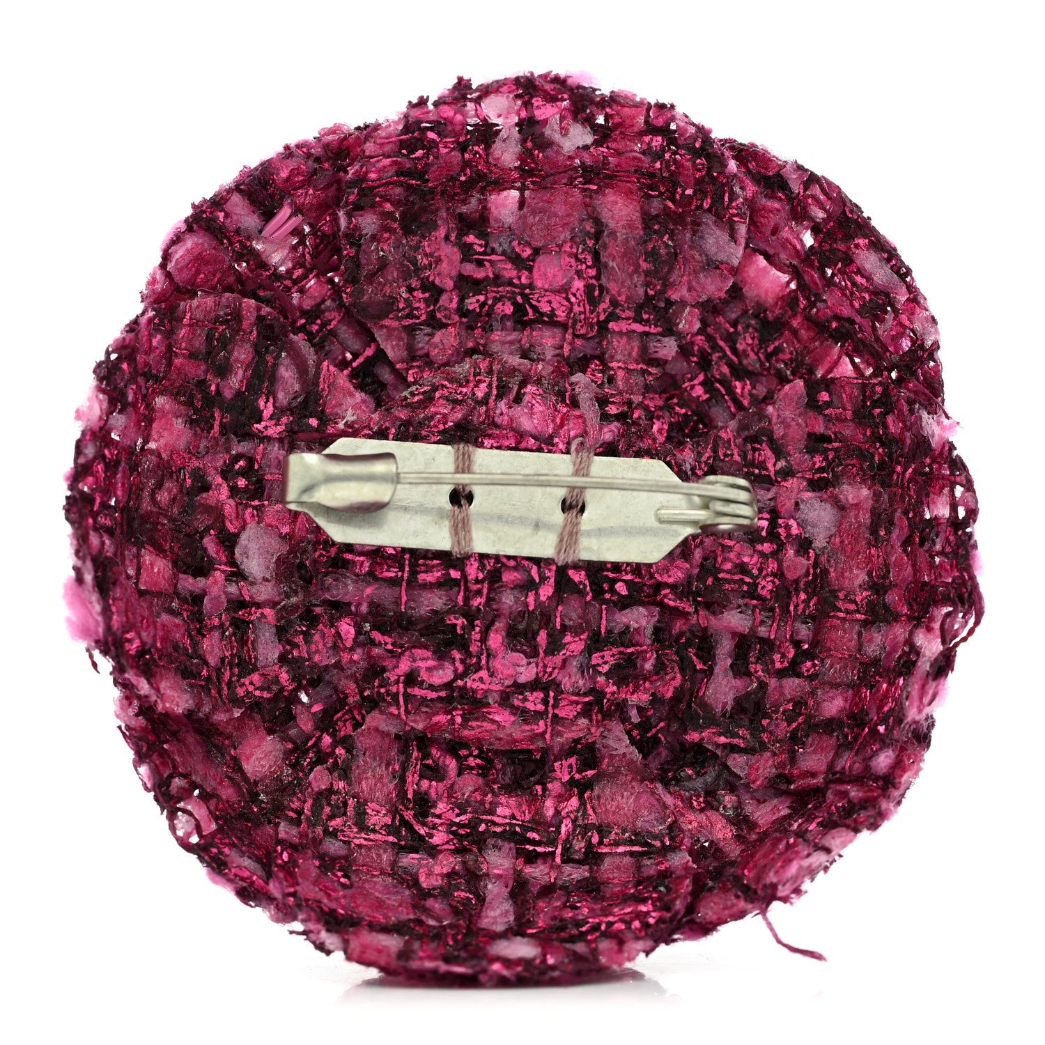 Tweed Camellia Pin Brooch Pink