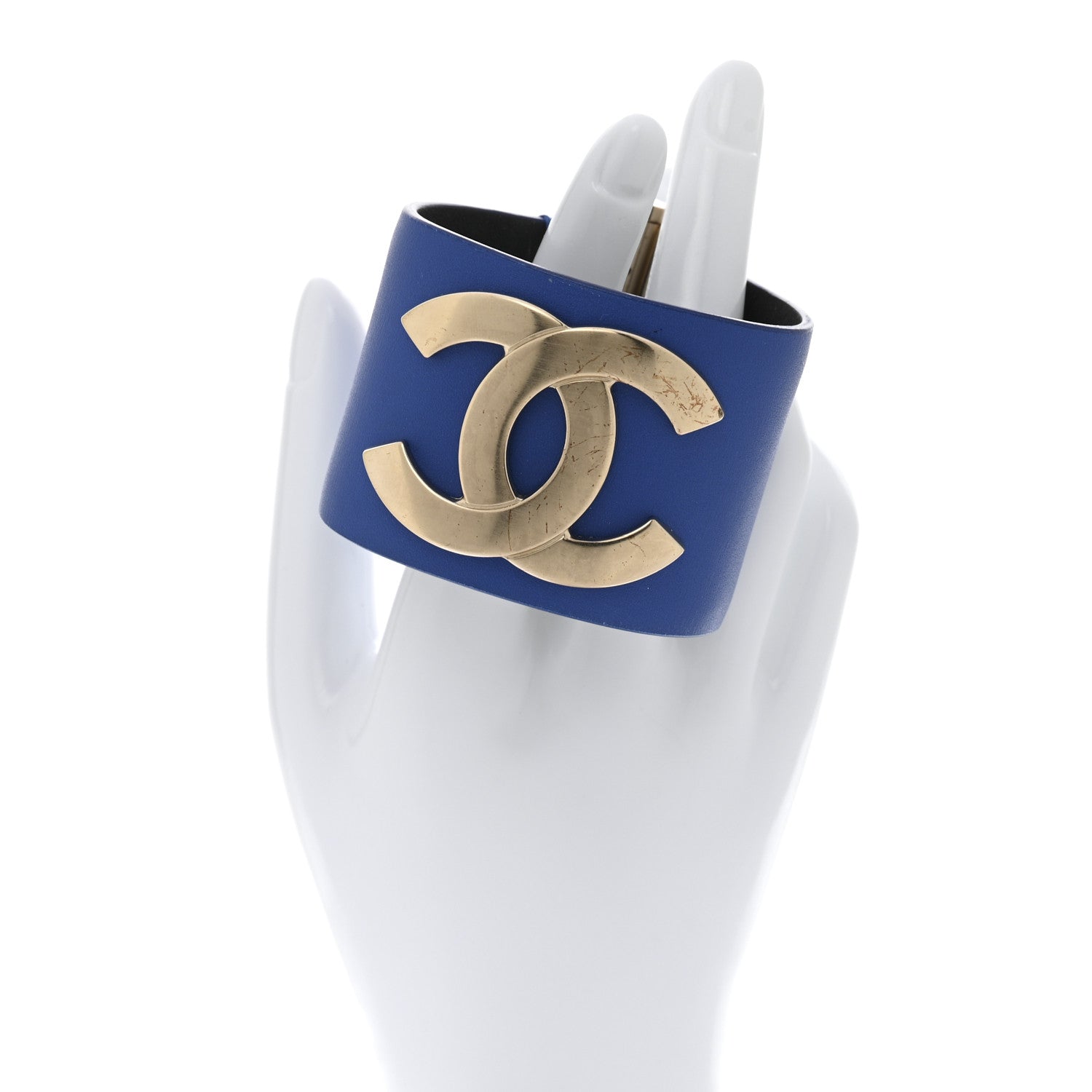 Calfskin CC Wide Cuff S Blue