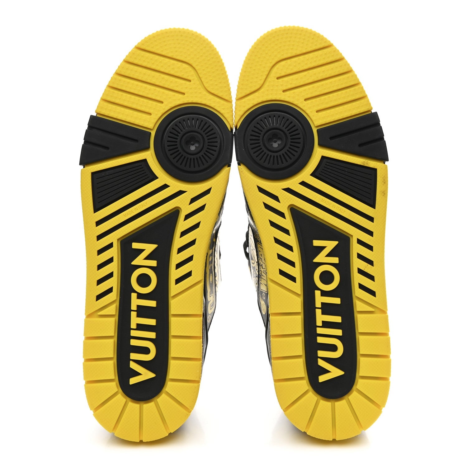 Calfskin Graffiti Mens LV Trainer Sneakers 8 Black Yellow