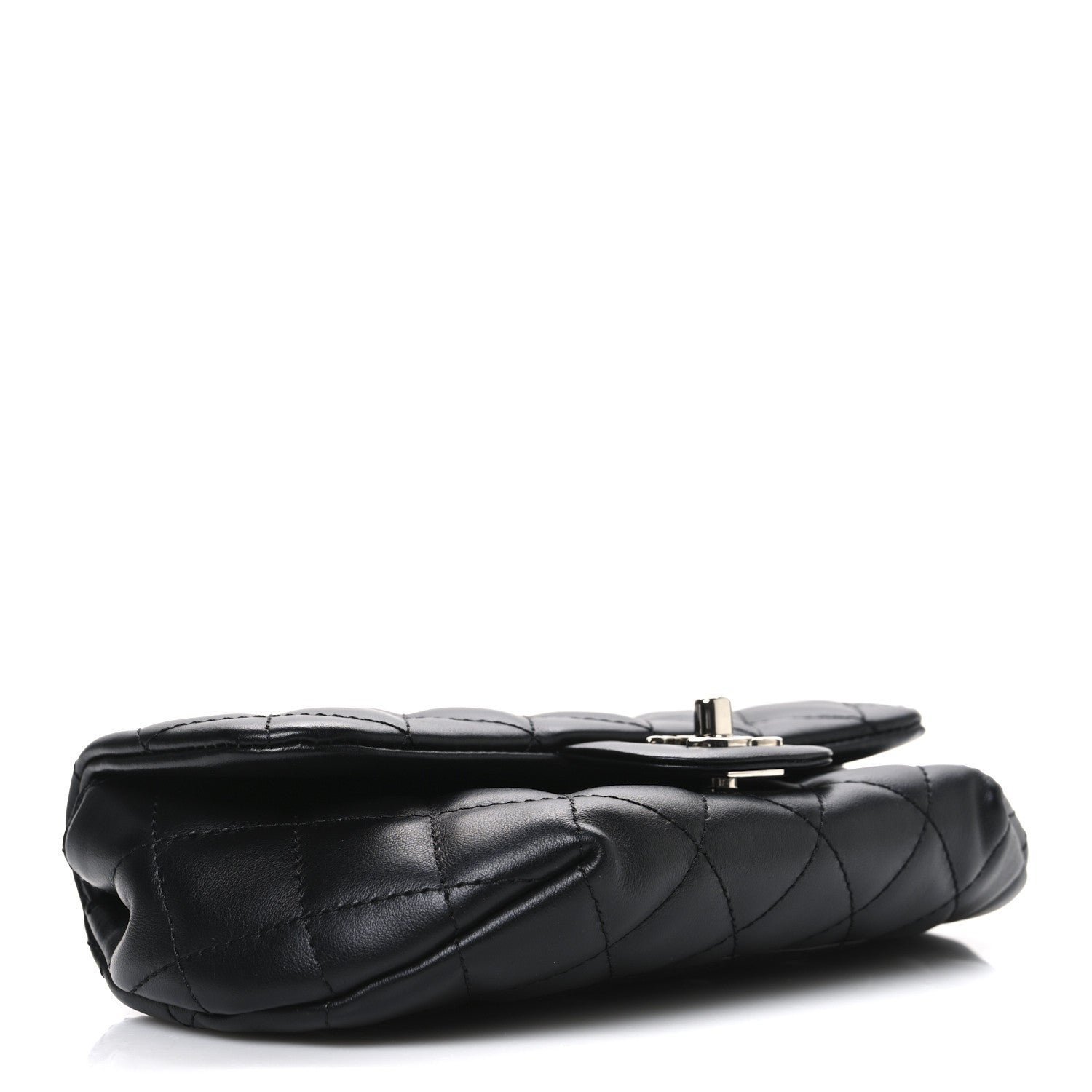 Calfskin Quilted CC Uniform Flap Belt Bag Black
