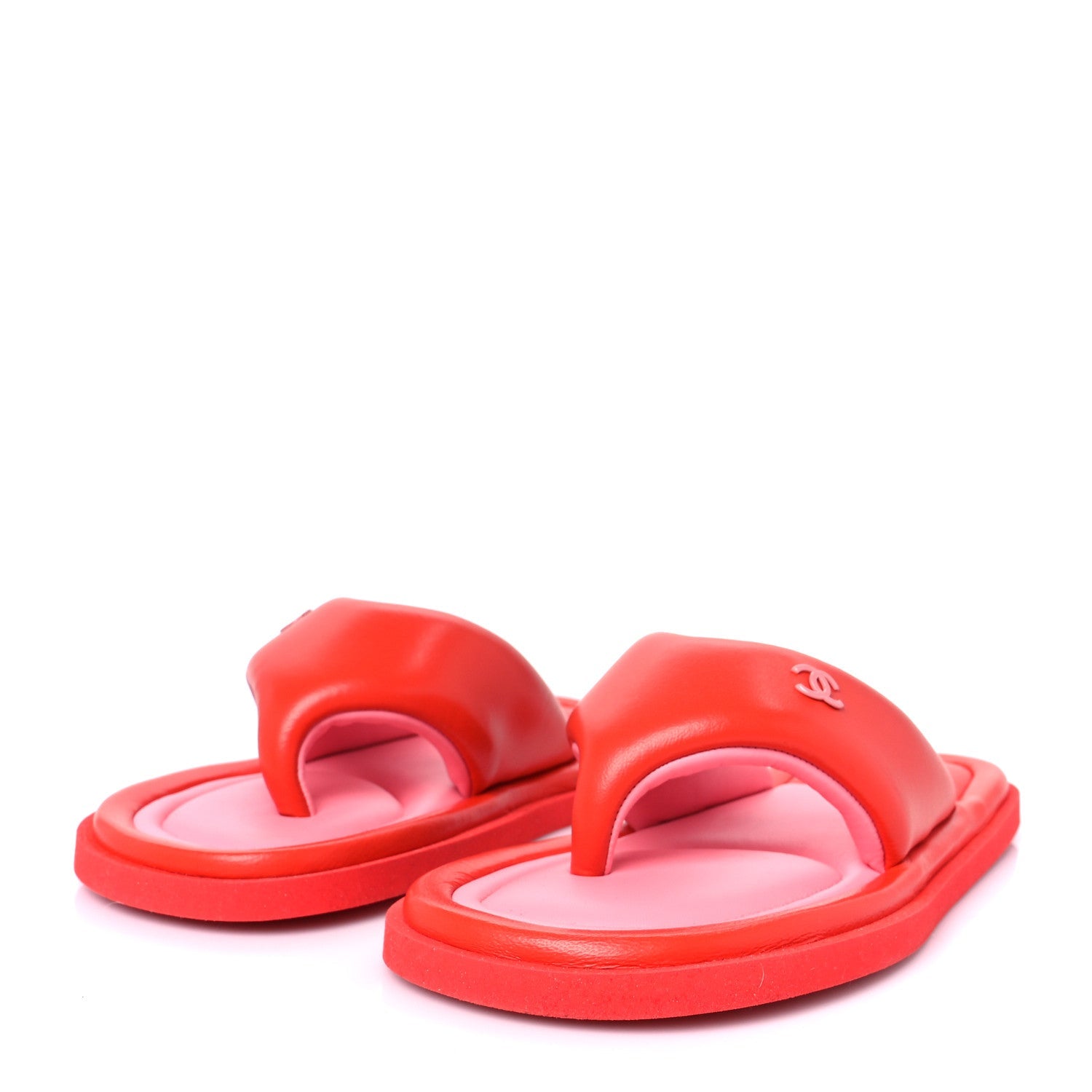 Lambskin Padded Pool Thong Sandals 37 Light Red Pink