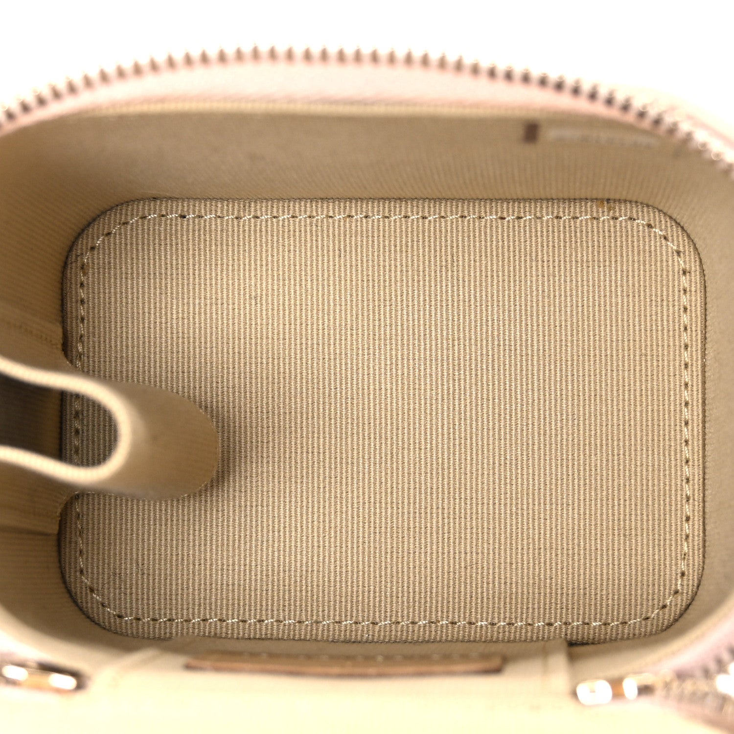 Lambskin Quilted Pearl Crush Mini Vanity Case With Chain Light Beige