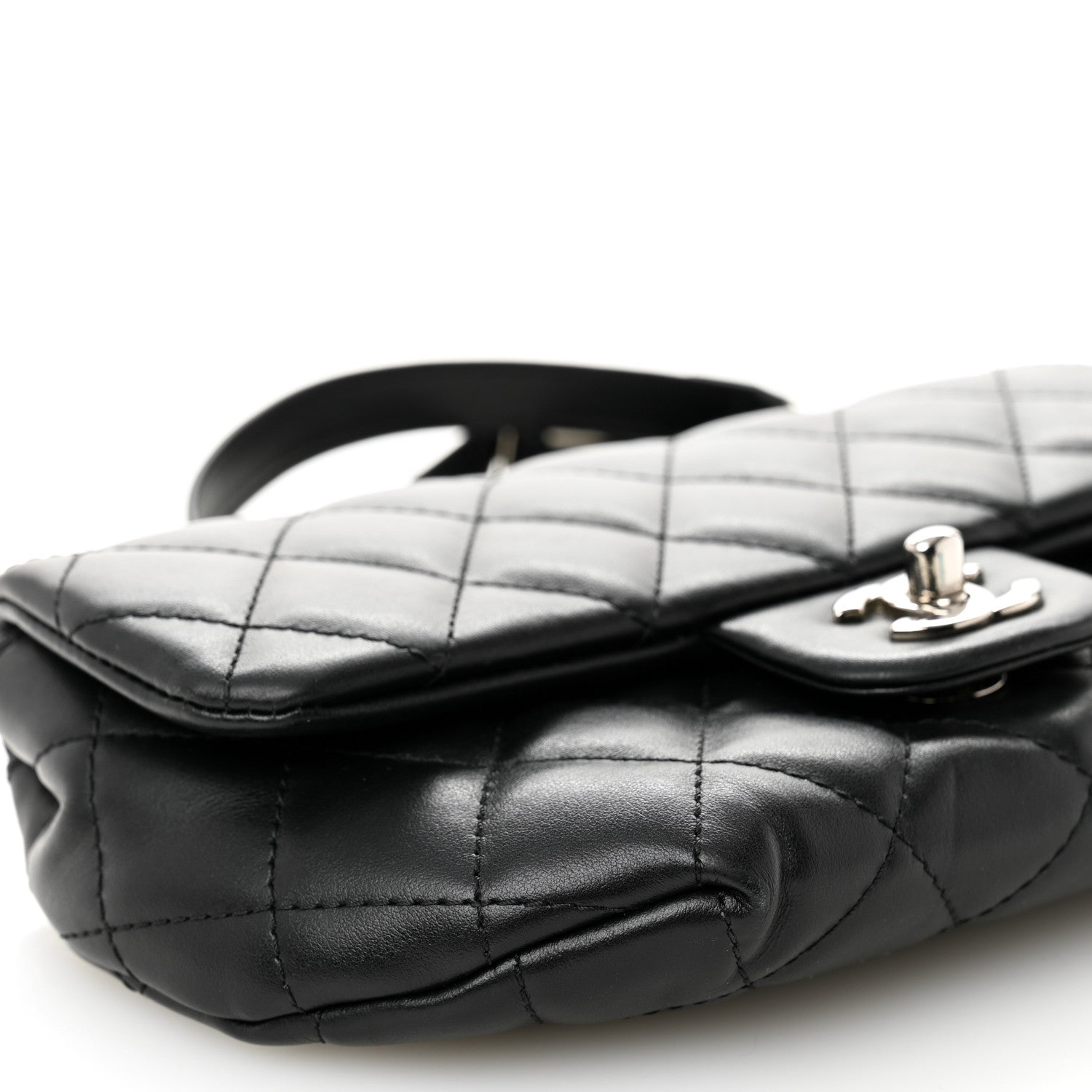 Calfskin Quilted CC Uniform Flap Belt Bag Black