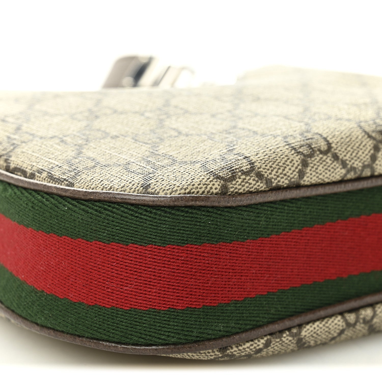 GG Supreme Monogram Textured Calfskin Web Small Attache Shoulder Bag Beige Ebony New Acero