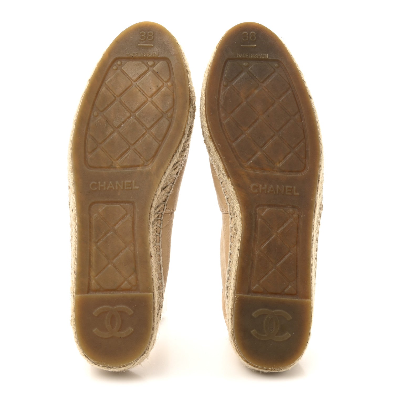 Lambskin CC Espadrilles 38 Beige Black