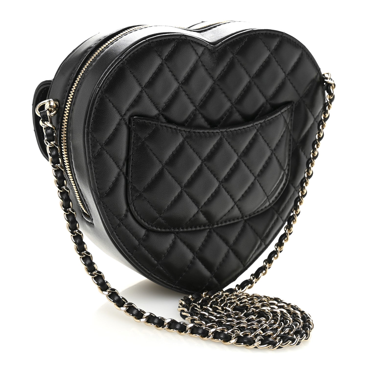 Lambskin Quilted Large CC In Love Heart Bag Black