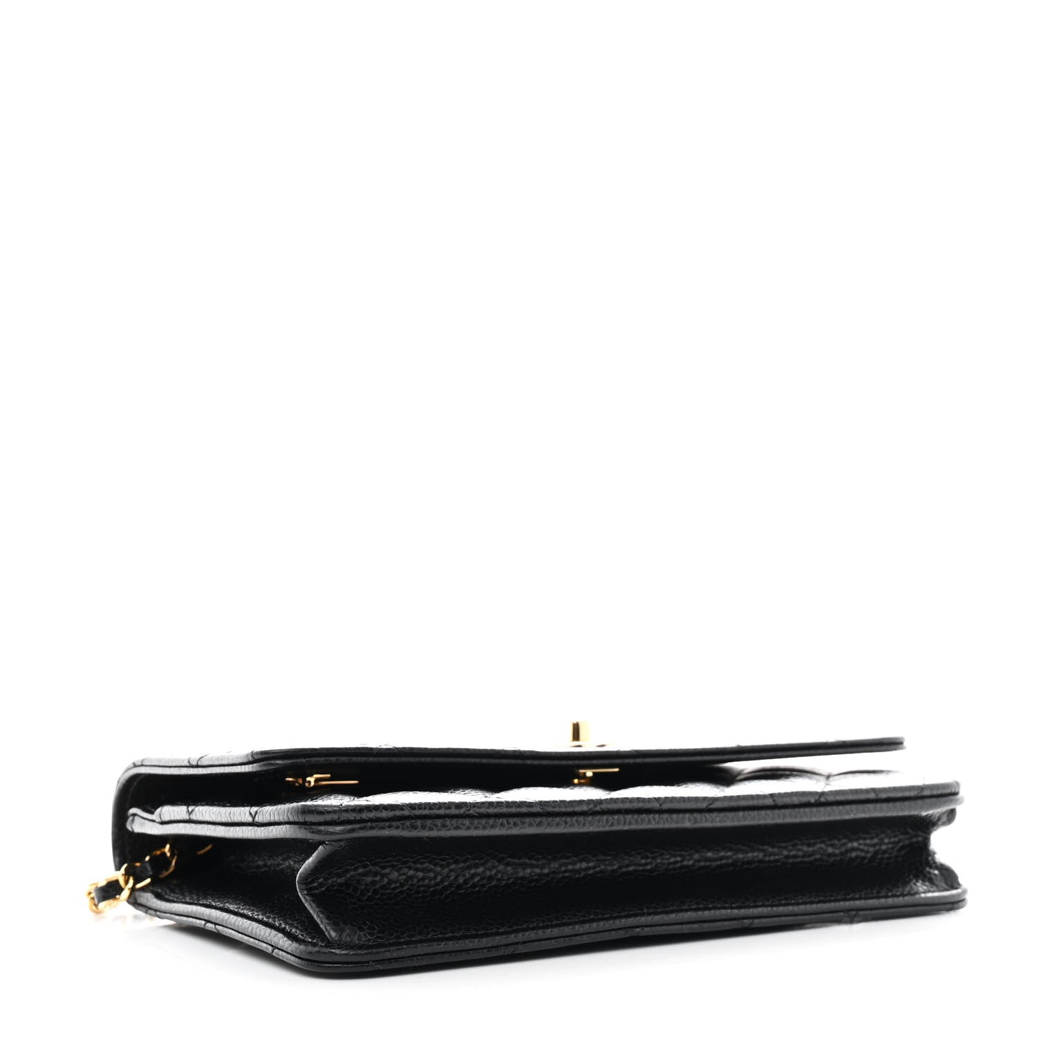 Caviar Quilted CC Turnlock Wallet On Chain WOC Black