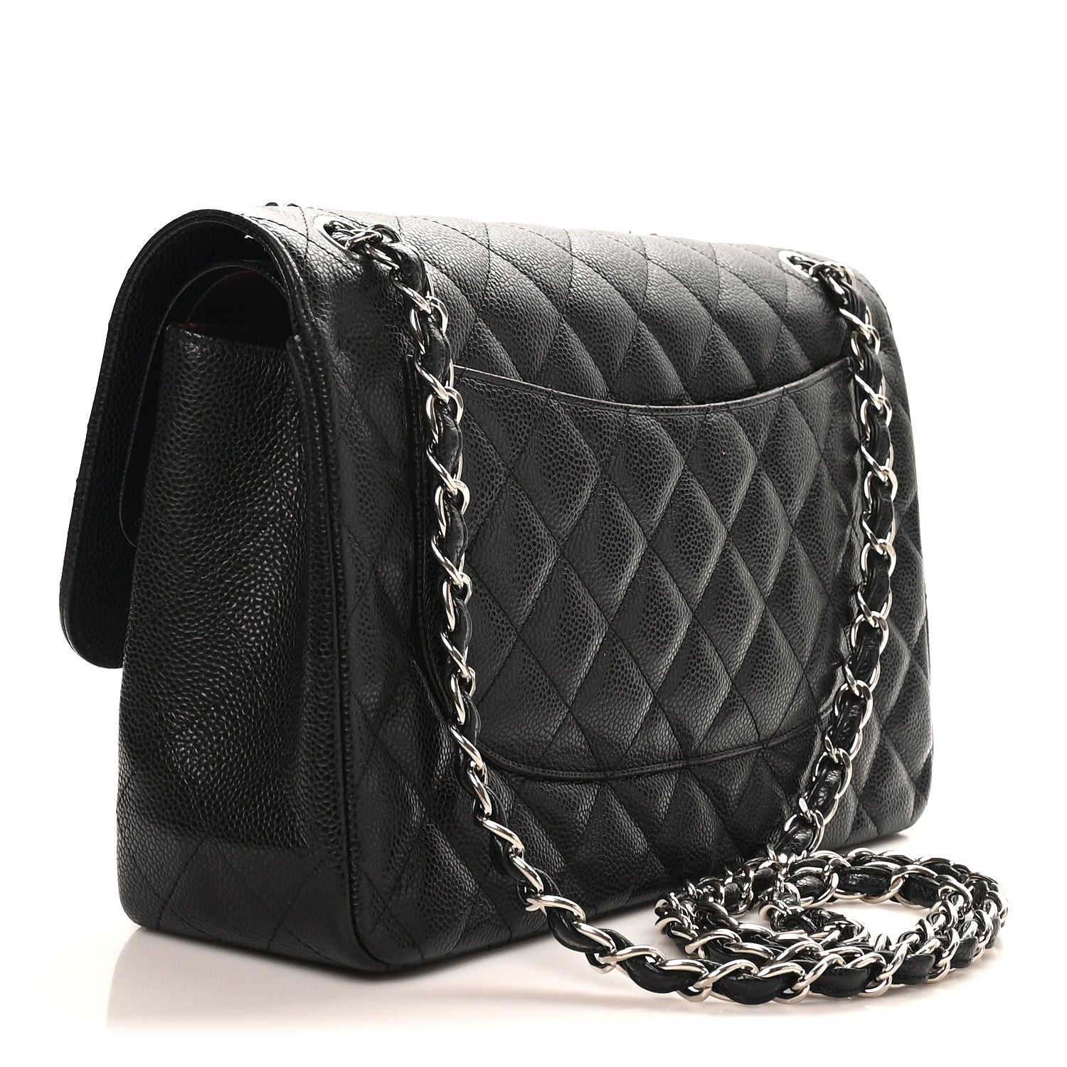 Caviar Quilted Jumbo Double Flap Black