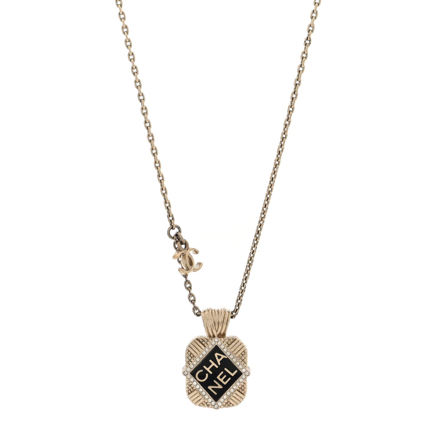 Crystal CC Square Necklace Gold
