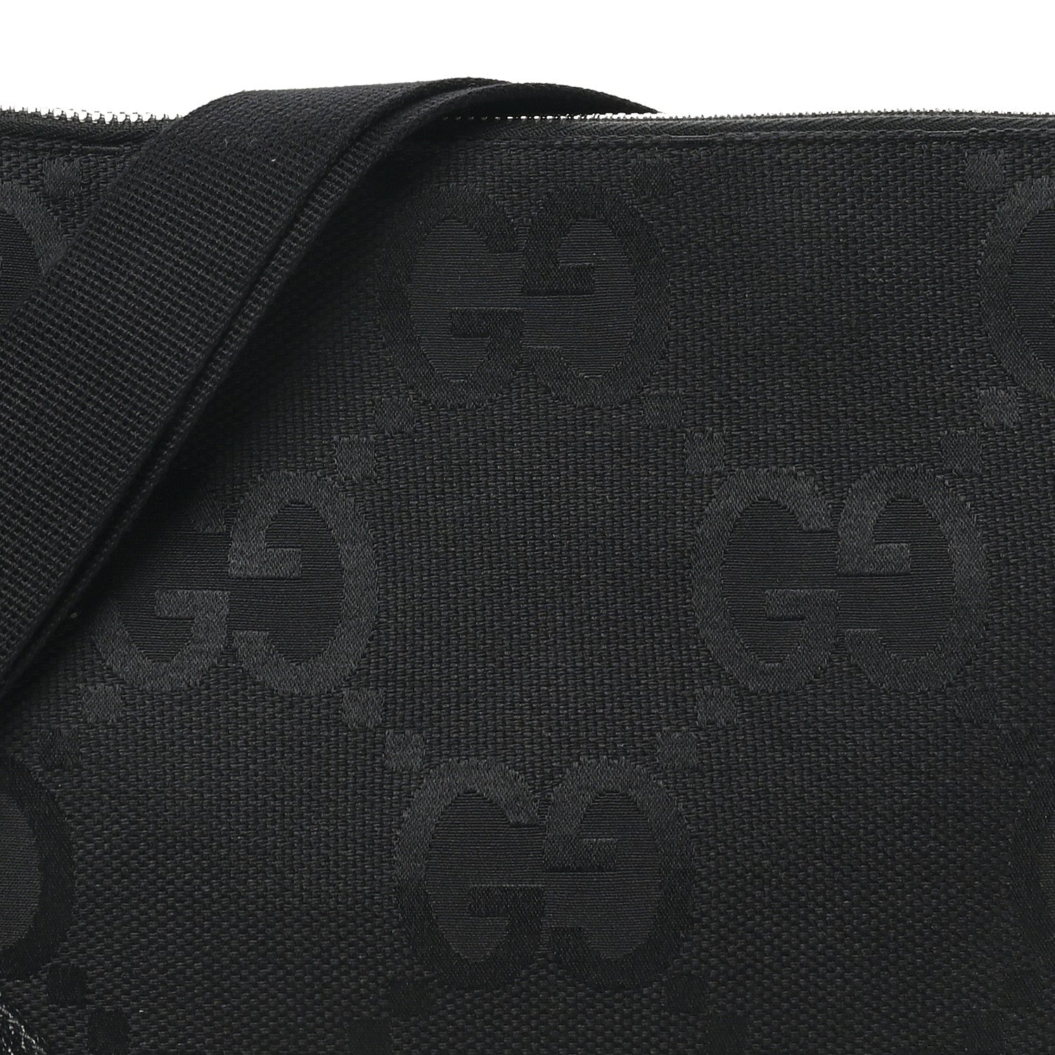 Monogram Jumbo GG Textured Dollar Calfskin Wristlet Messenger Bag Black